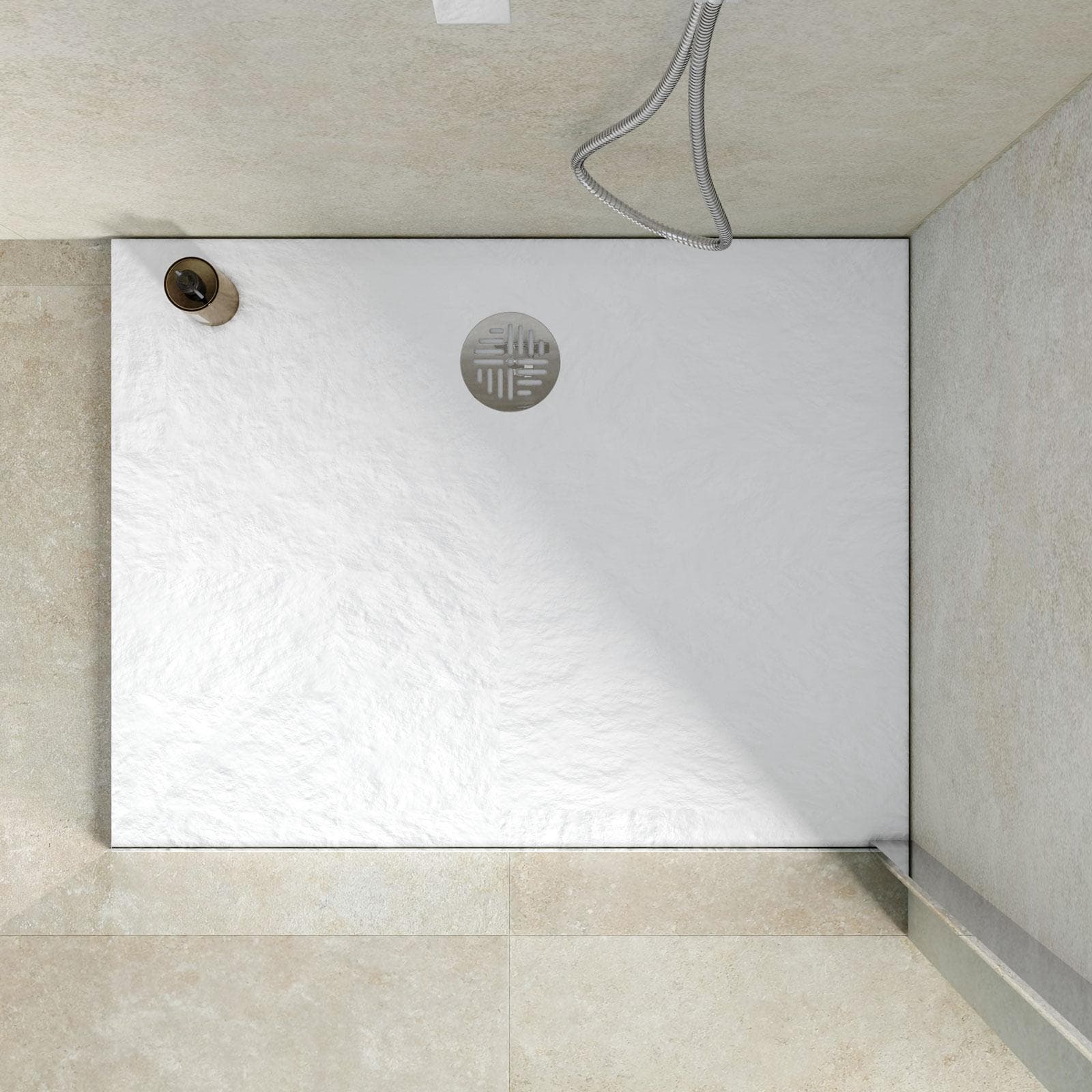 Piatto doccia 90x70x2h cm ultraslim in mineralmarmo bianco effetto pietra con copripiletta doubleface - Air