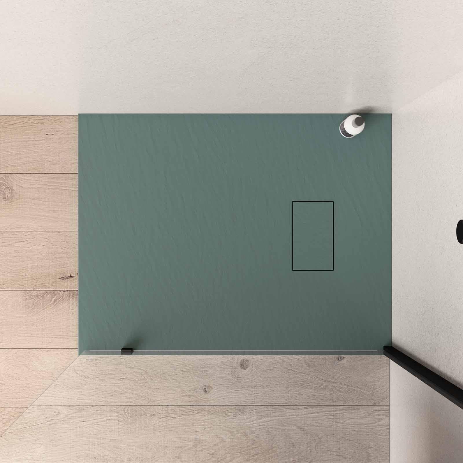 Piatto doccia 90x70 cm ultraslim riducibile verde effetto pietra - Rok