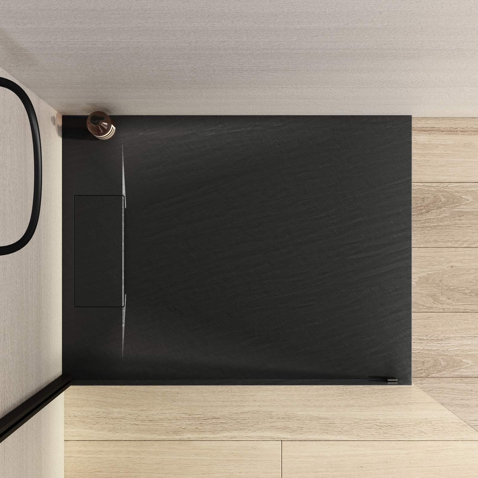 Piatto doccia 90x70 in resina effetto pietra ardesia nero - Kalf