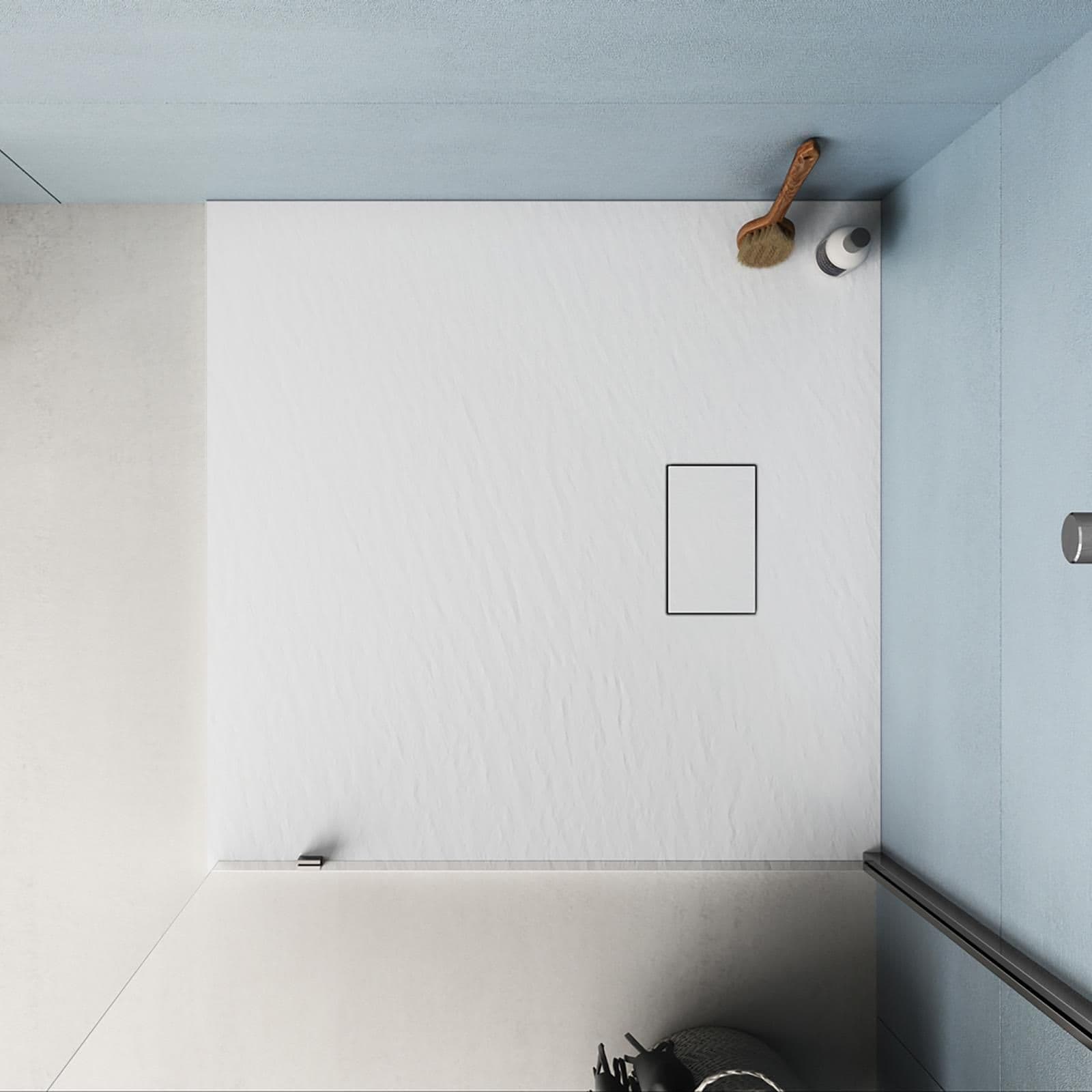 Piatto doccia 90x90 cm ultraslim riducibile bianco effetto pietra - Rok