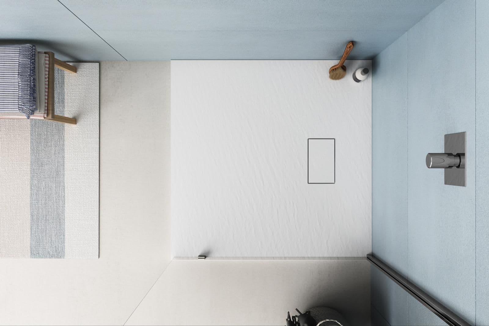 Piatto doccia 90x90 cm ultraslim riducibile bianco effetto pietra - Rok