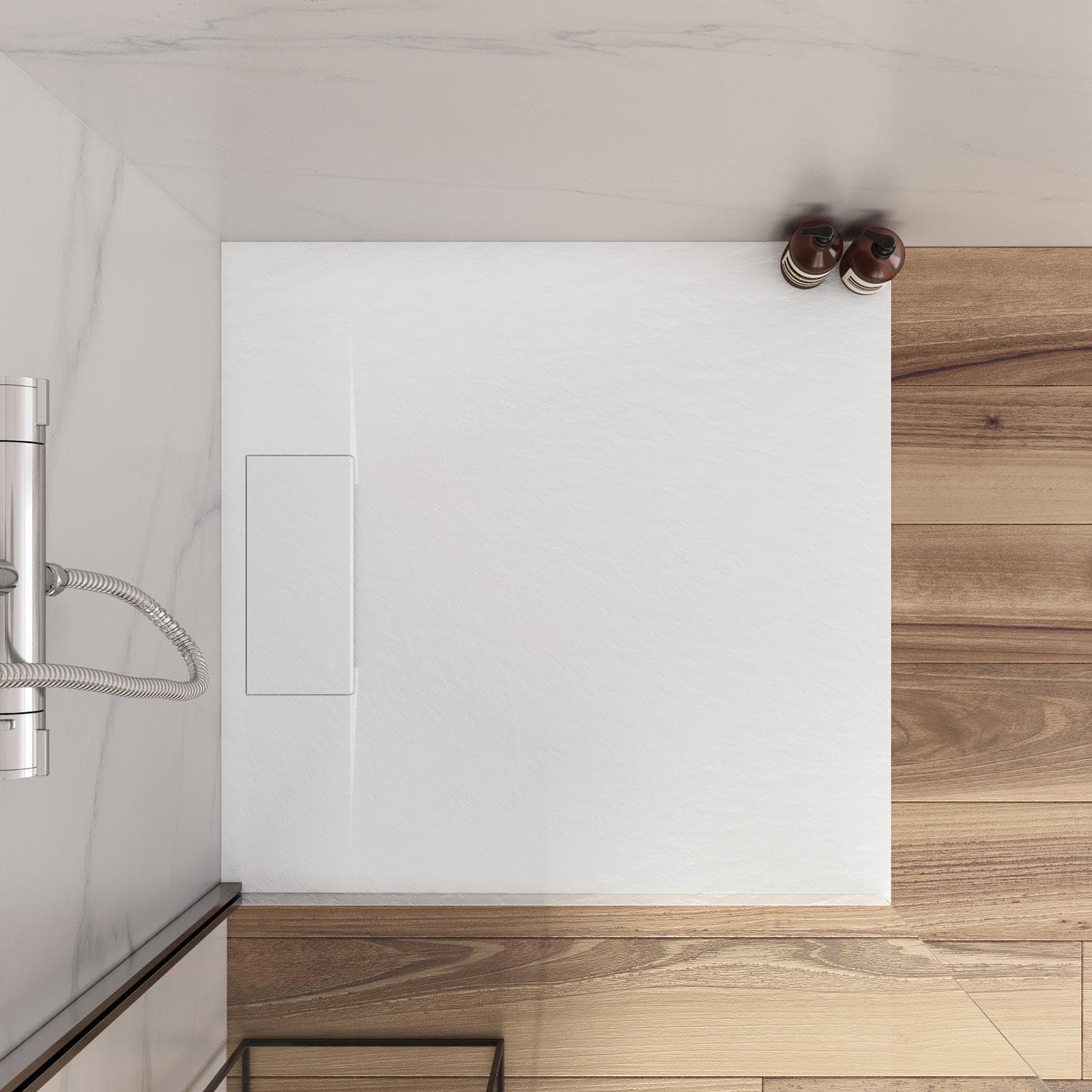 Piatto doccia 90x90 in resina effetto pietra ardesia bianco - Kalf