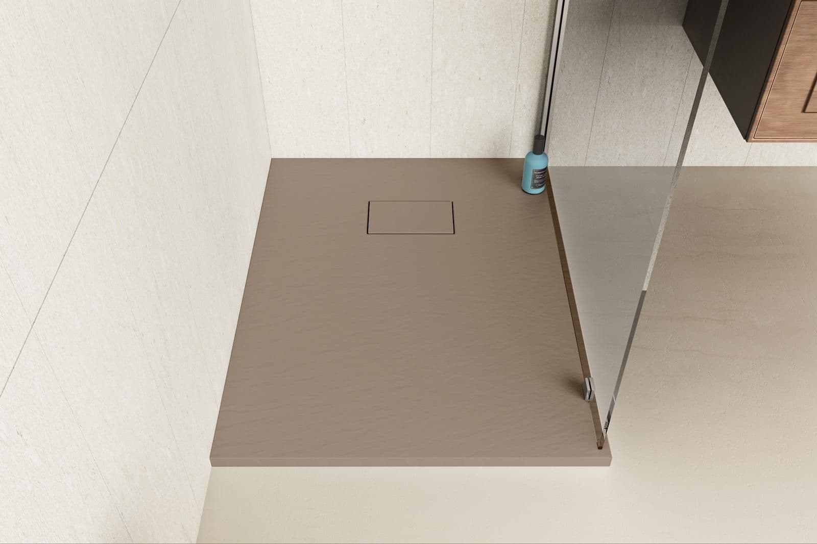 Piatto doccia 100x70 cm ultraslim riducibile cappuccino effetto pietra - Rok
