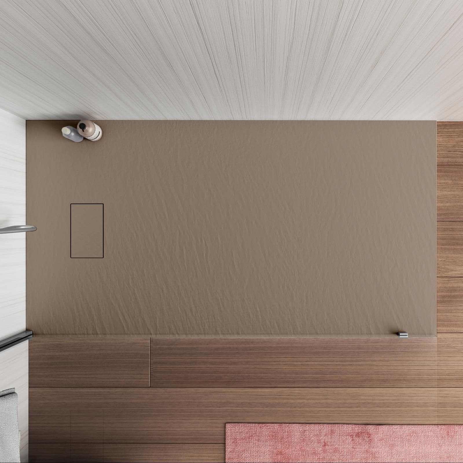Piatto doccia 120x70 cm ultraslim riducibile cappuccino effetto pietra - Rok