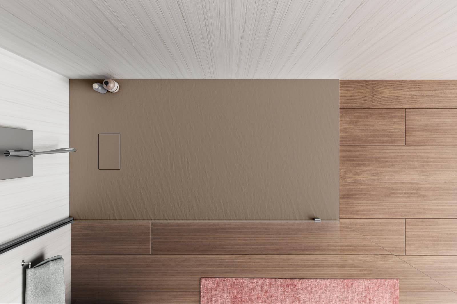 Piatto doccia 120x70 cm ultraslim riducibile cappuccino effetto pietra - Rok