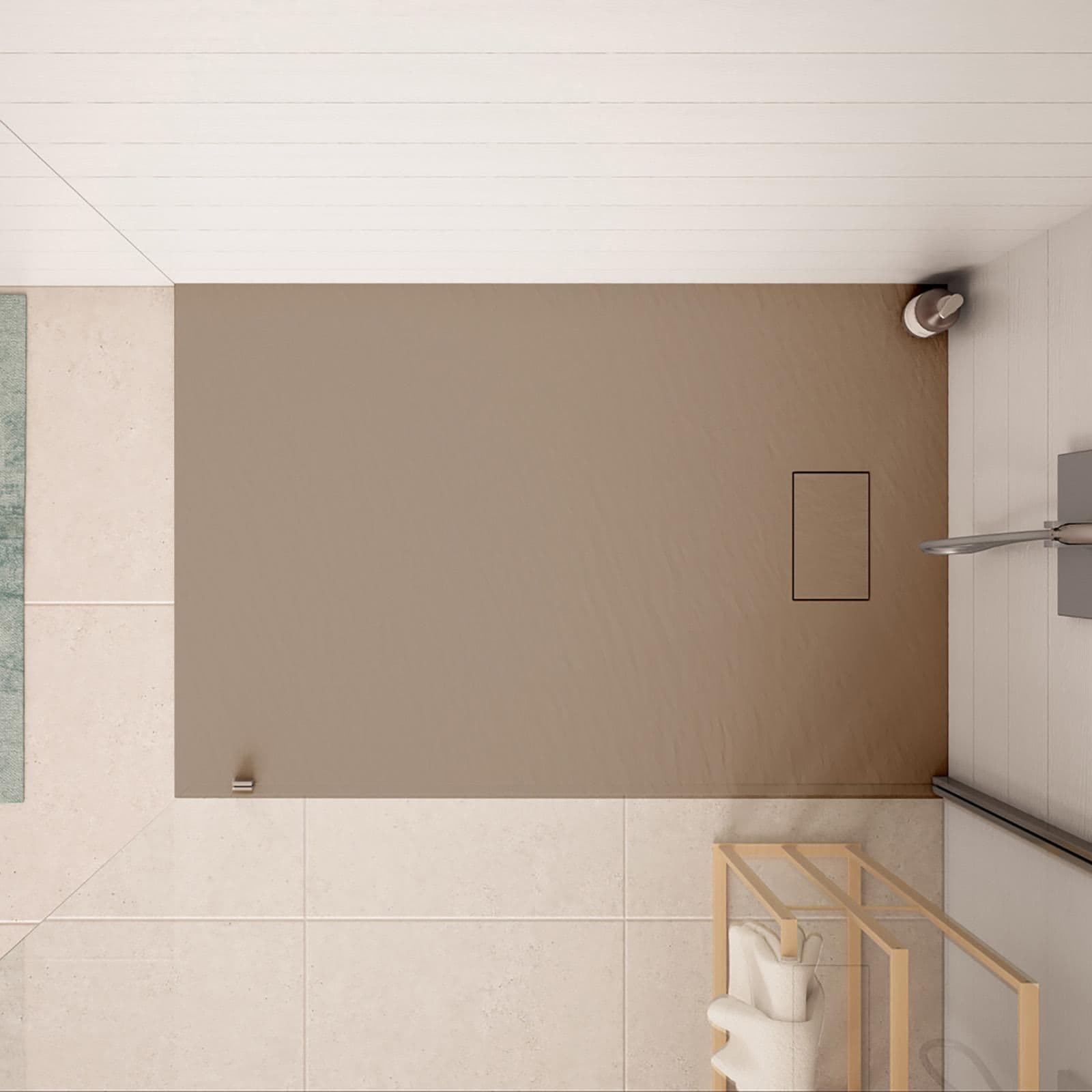 Piatto doccia 120x80 cm ultraslim riducibile cappuccino effetto pietra - Rok