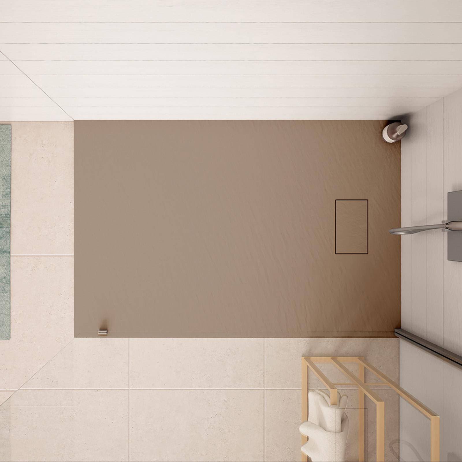 Piatto doccia 120x90 cm ultraslim riducibile cappuccino effetto pietra - Rok