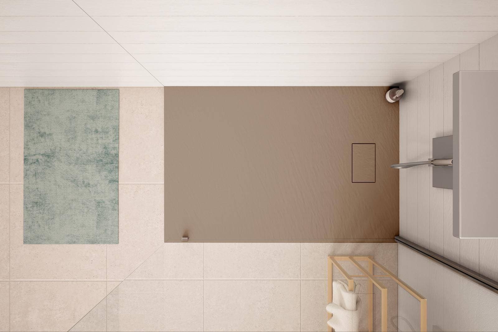 Piatto doccia 120x90 cm ultraslim riducibile cappuccino effetto pietra - Rok