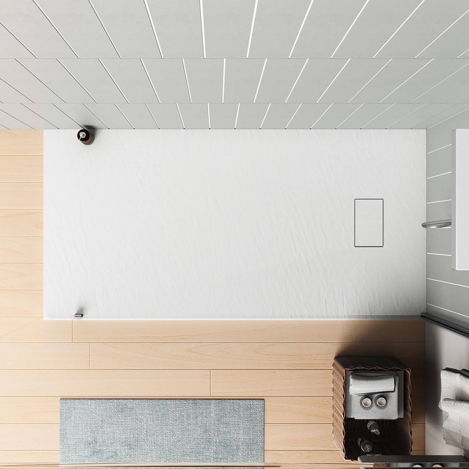 Piatto doccia 170x80 cm ultraslim riducibile bianco effetto pietra - Rok