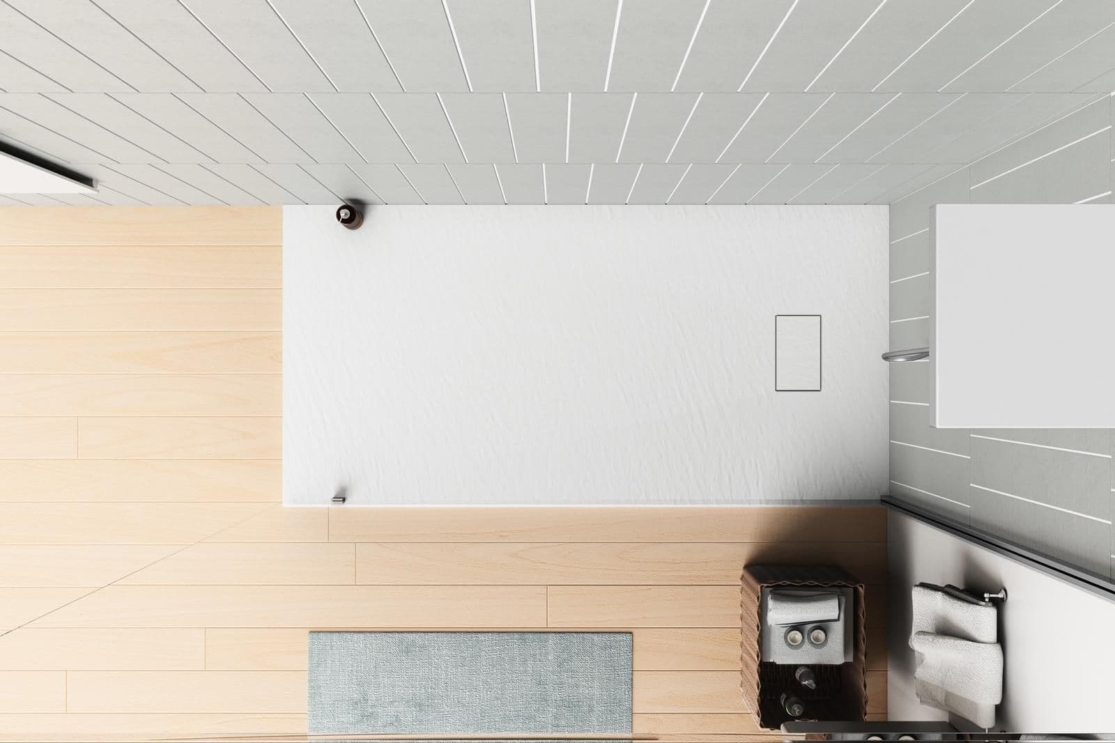 Piatto doccia 170x80 cm ultraslim riducibile bianco effetto pietra - Rok