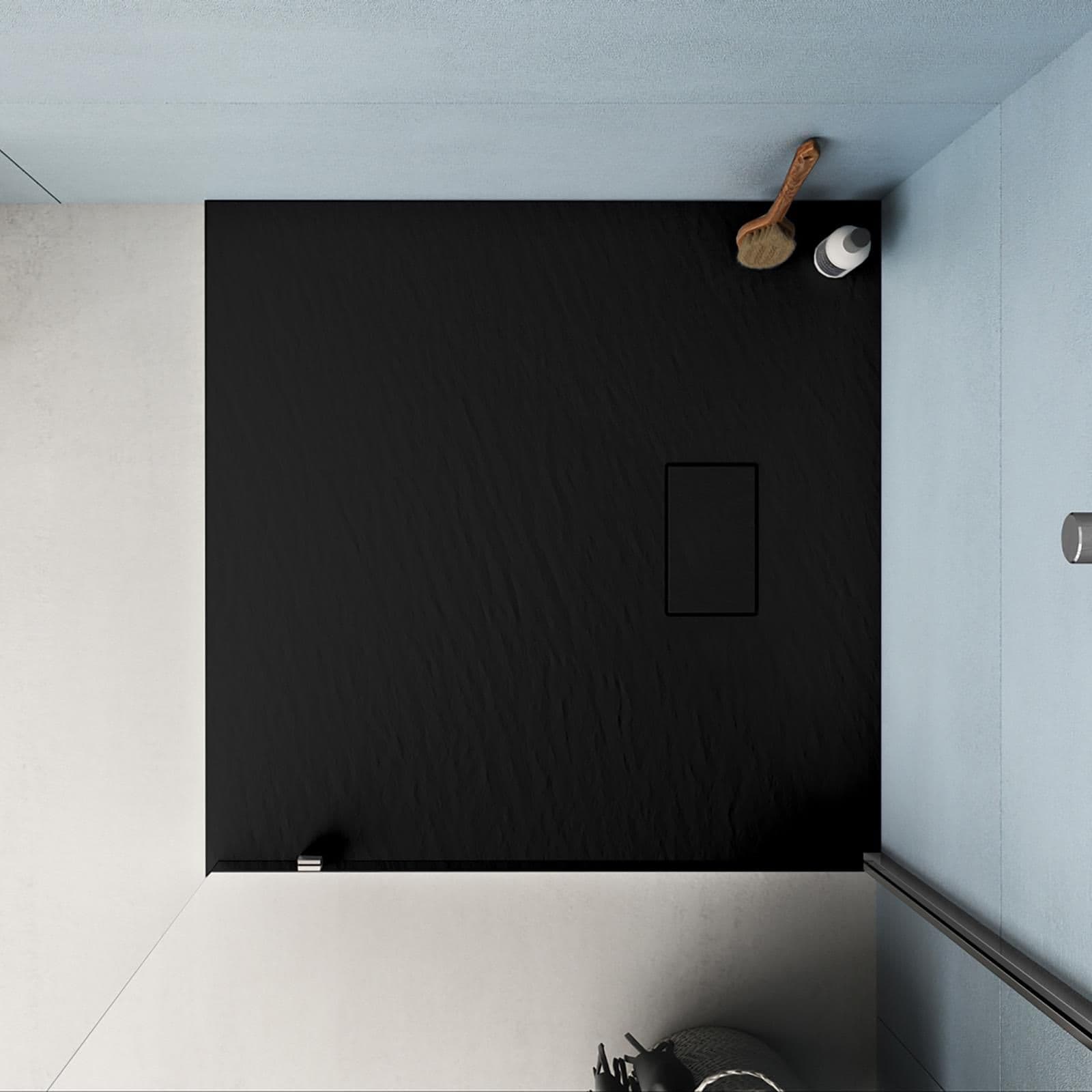 Piatto doccia 90x90 cm ultraslim riducibile nero effetto pietra - Rok