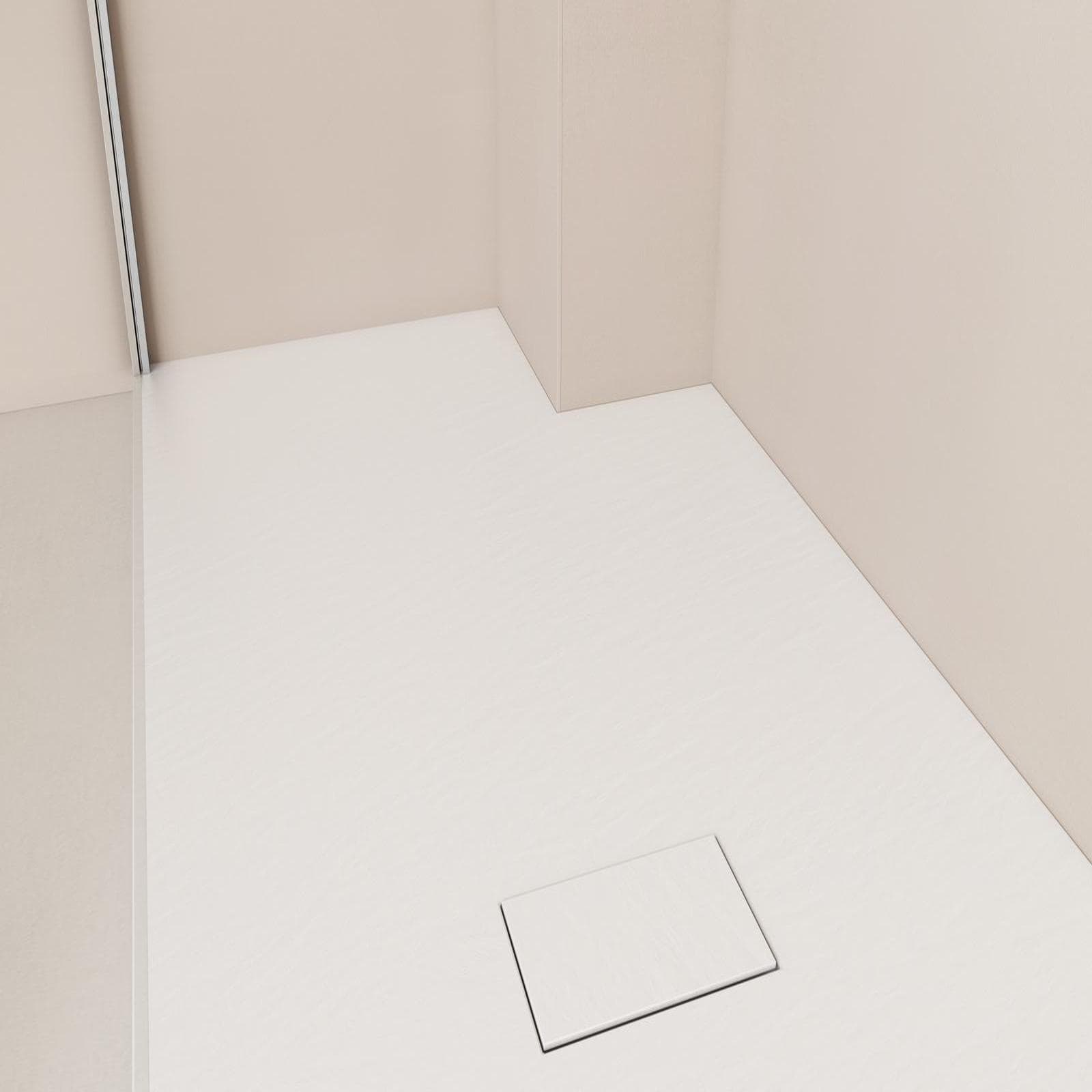 Piatto doccia 120x90 cm ultraslim riducibile bianco effetto pietra - Rok
