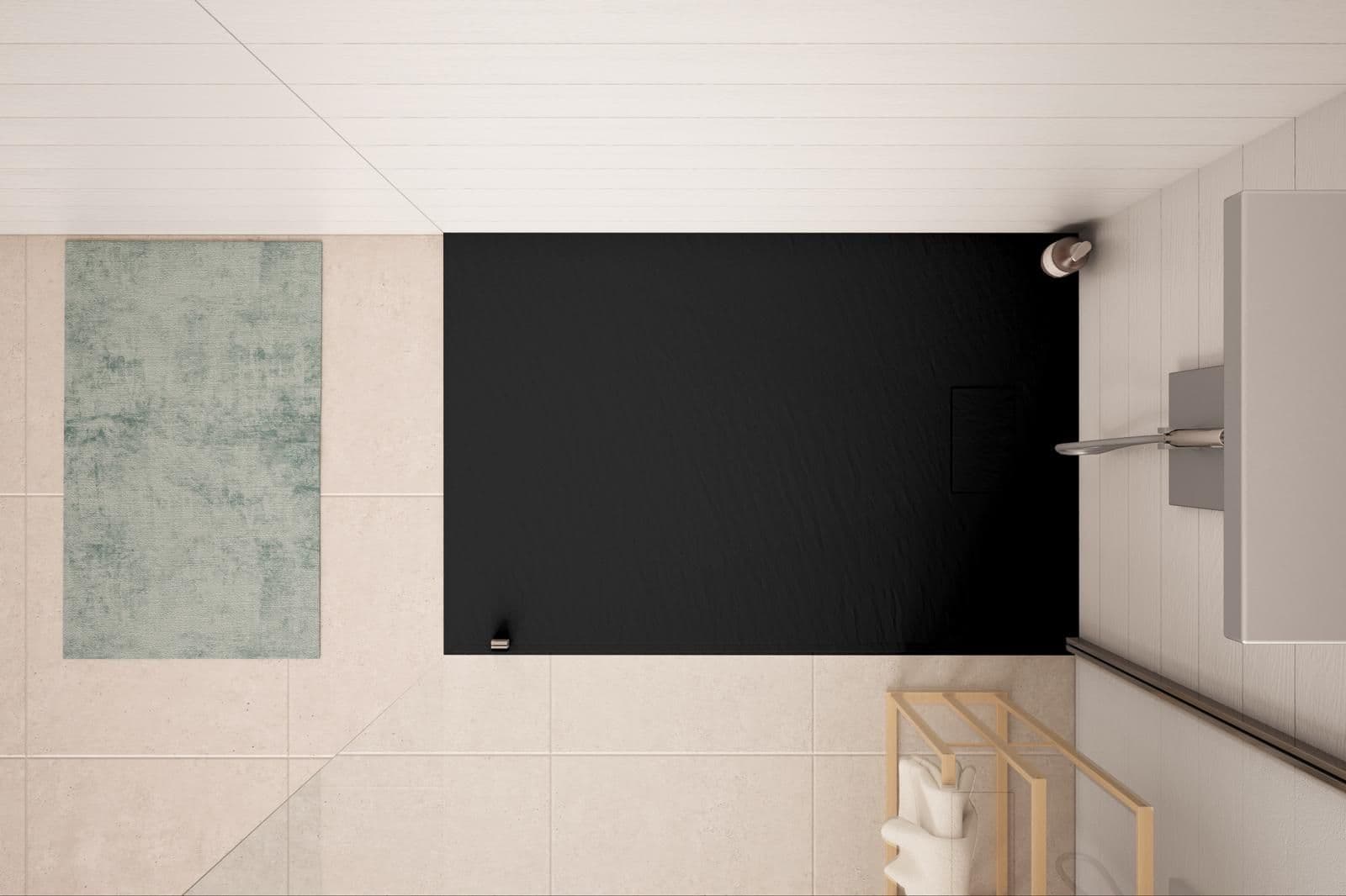 Piatto doccia 140x90 cm ultraslim riducibile nero effetto pietra - Rok