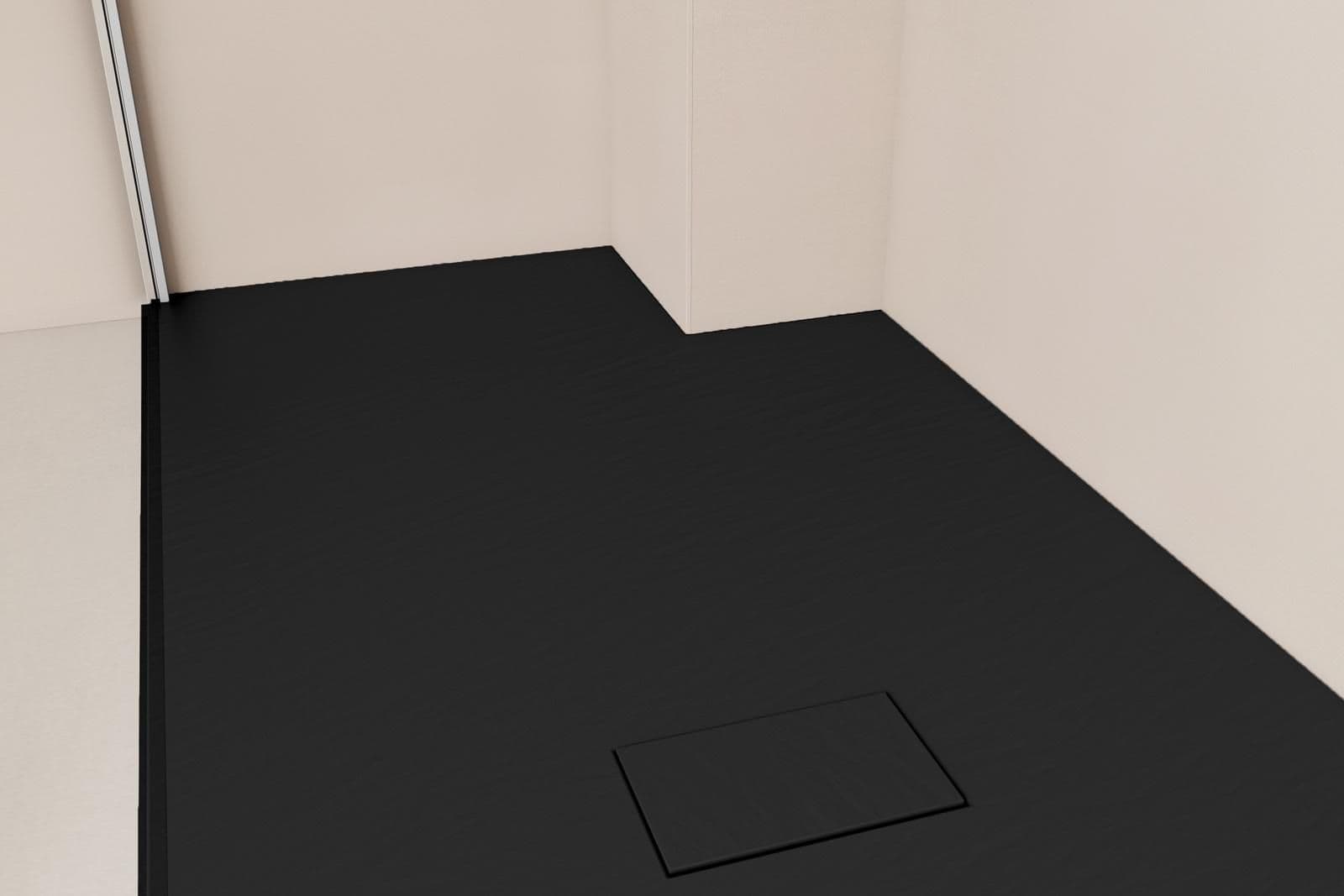 Piatto doccia 140x90 cm ultraslim riducibile nero effetto pietra - Rok