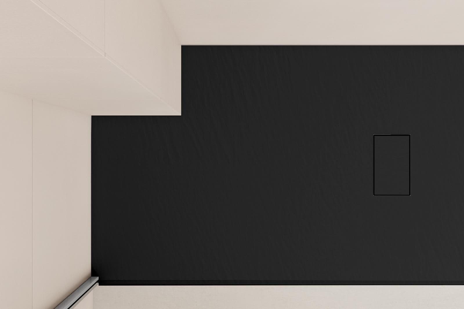 Piatto doccia 160x80 cm ultraslim riducibile nero effetto pietra - Rok