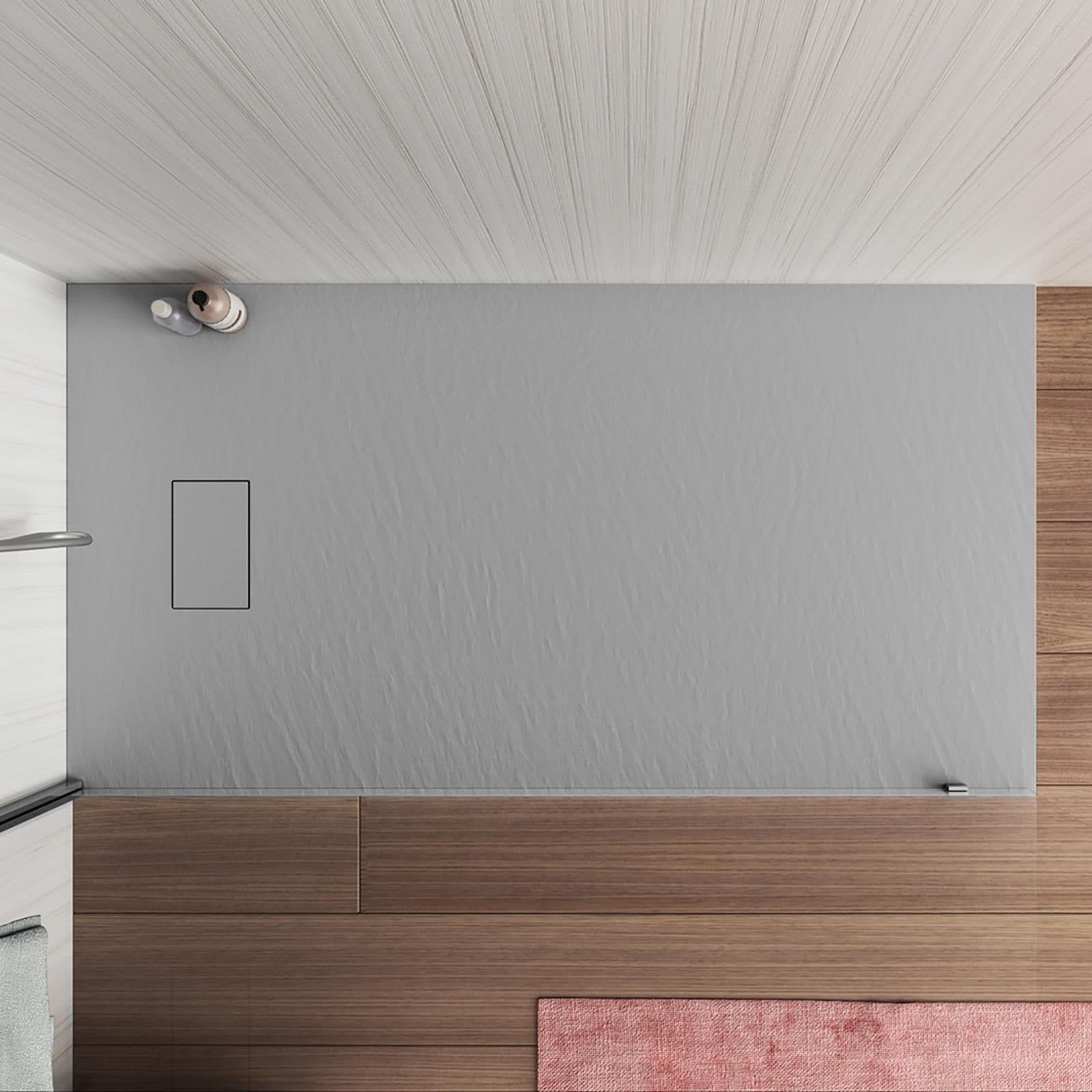 Piatto doccia 160x90 cm ultraslim riducibile grigio effetto pietra - Rok
