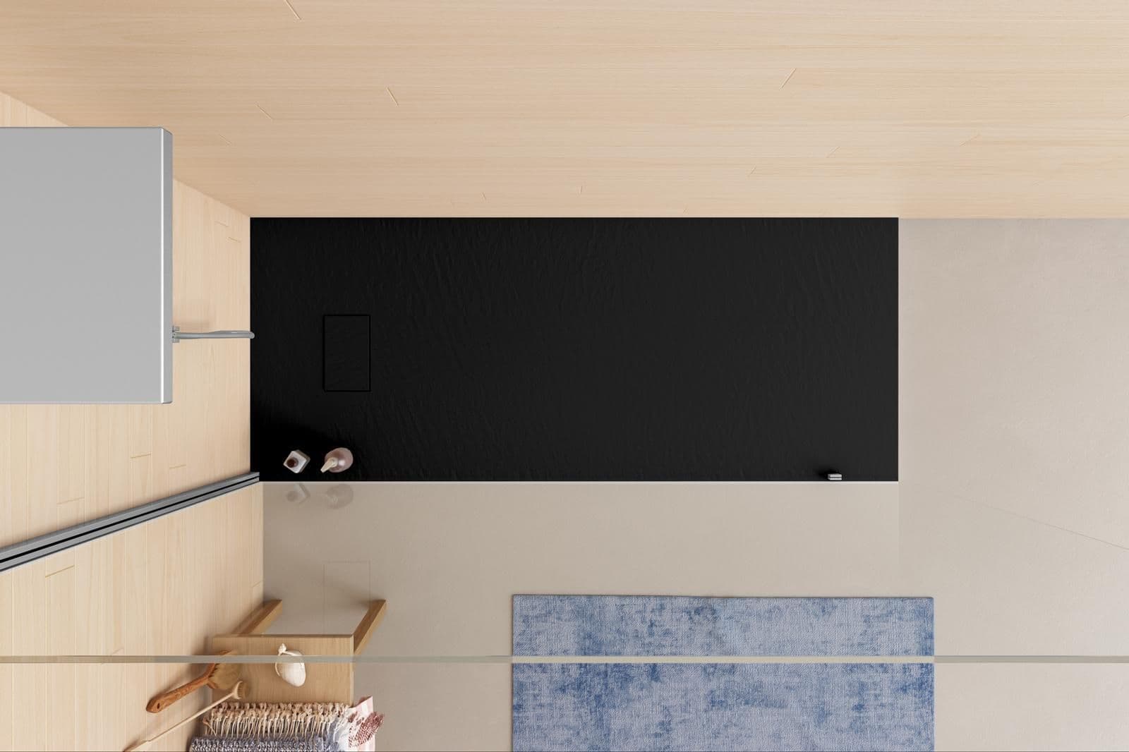 Piatto doccia 170x70 cm ultraslim riducibile nero effetto pietra - Rok