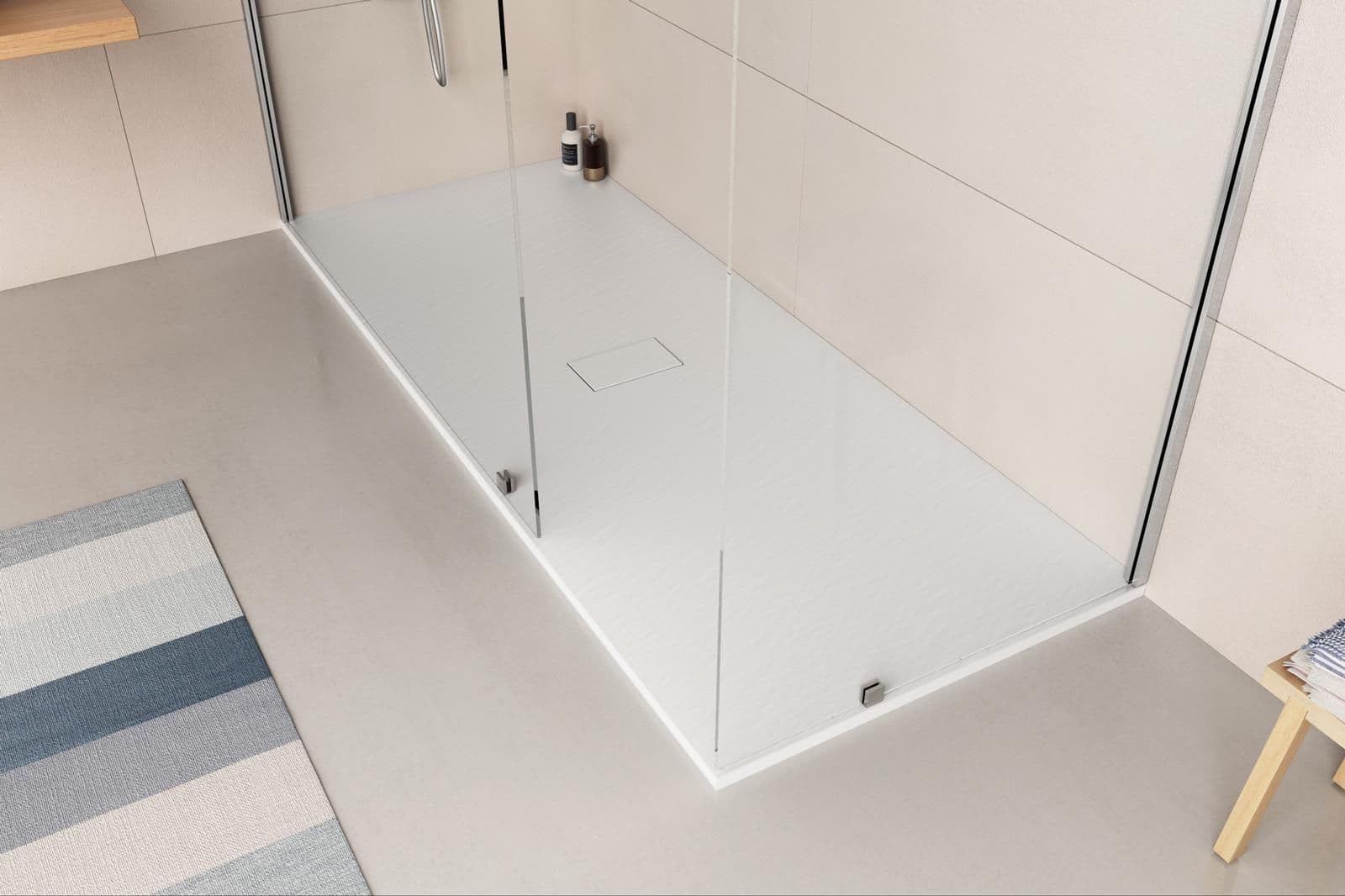 Piatto doccia 200x80 cm ultraslim riducibile bianco effetto pietra - Rok