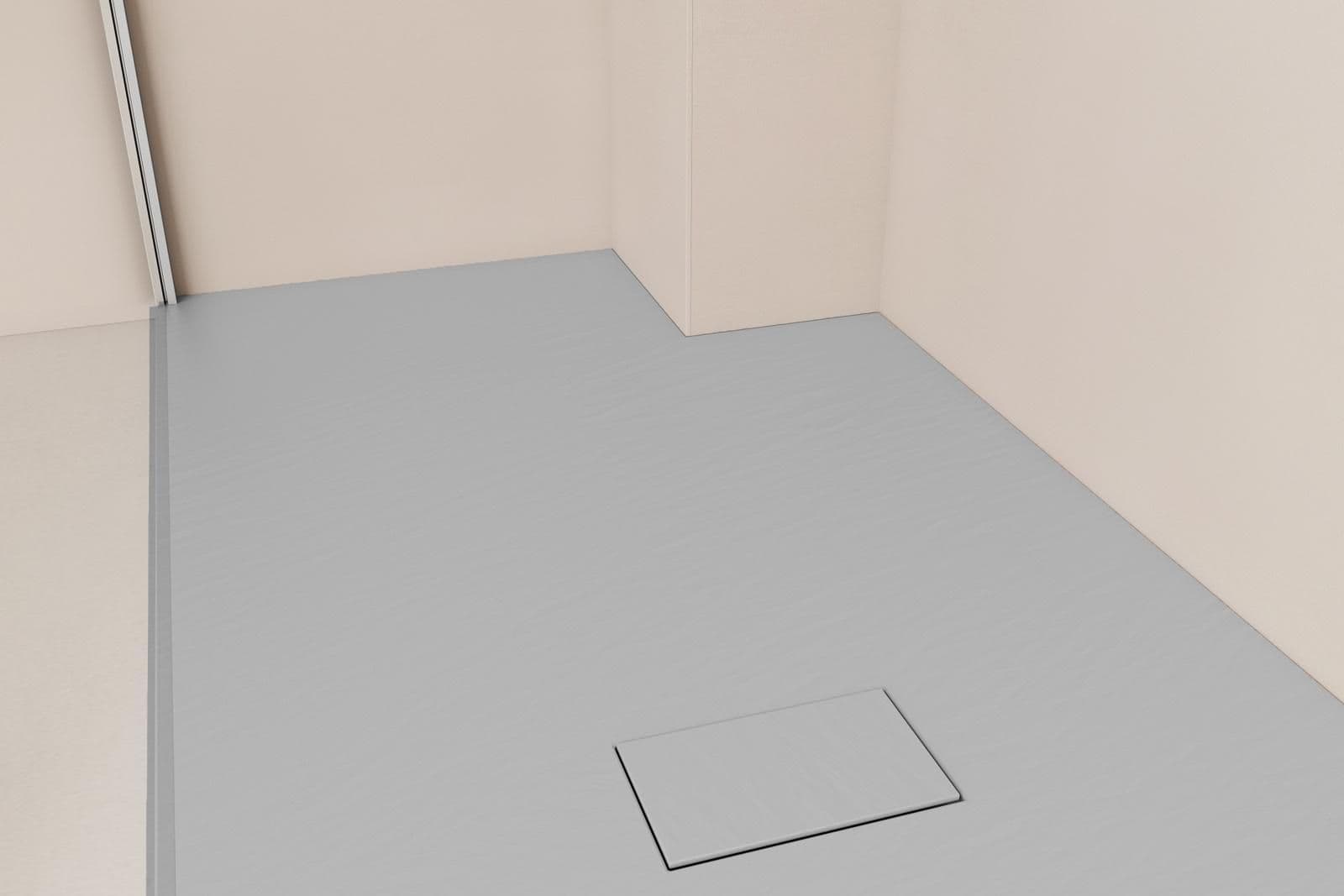 Piatto doccia 170x80 cm ultraslim riducibile grigio effetto pietra - Rok