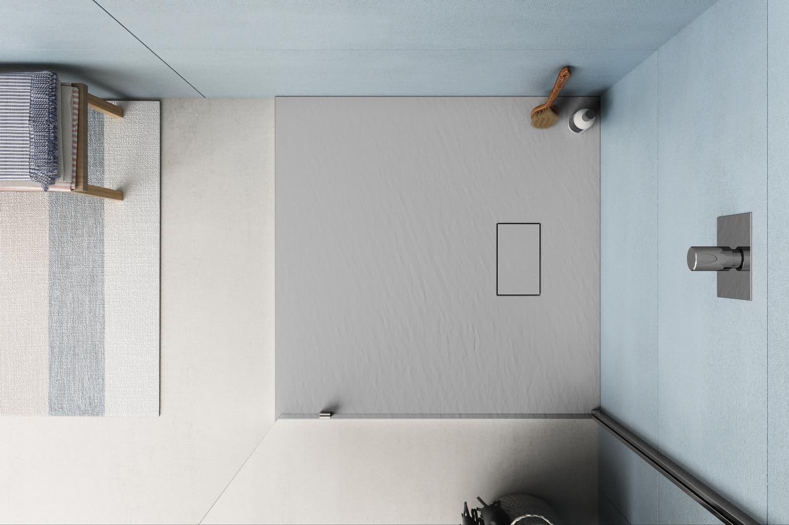 Piatto doccia 80x80 cm ultraslim riducibile grigio effetto pietra - Rok