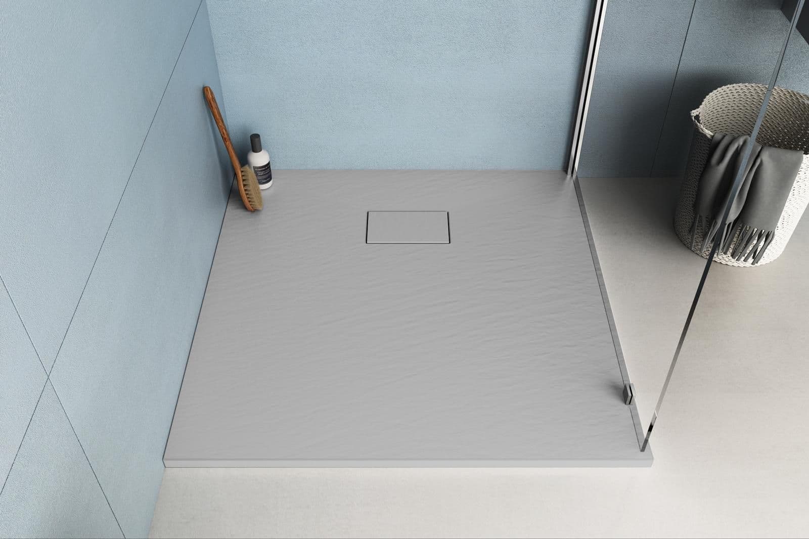 Piatto doccia 90x90 cm ultraslim riducibile grigio effetto pietra - Rok