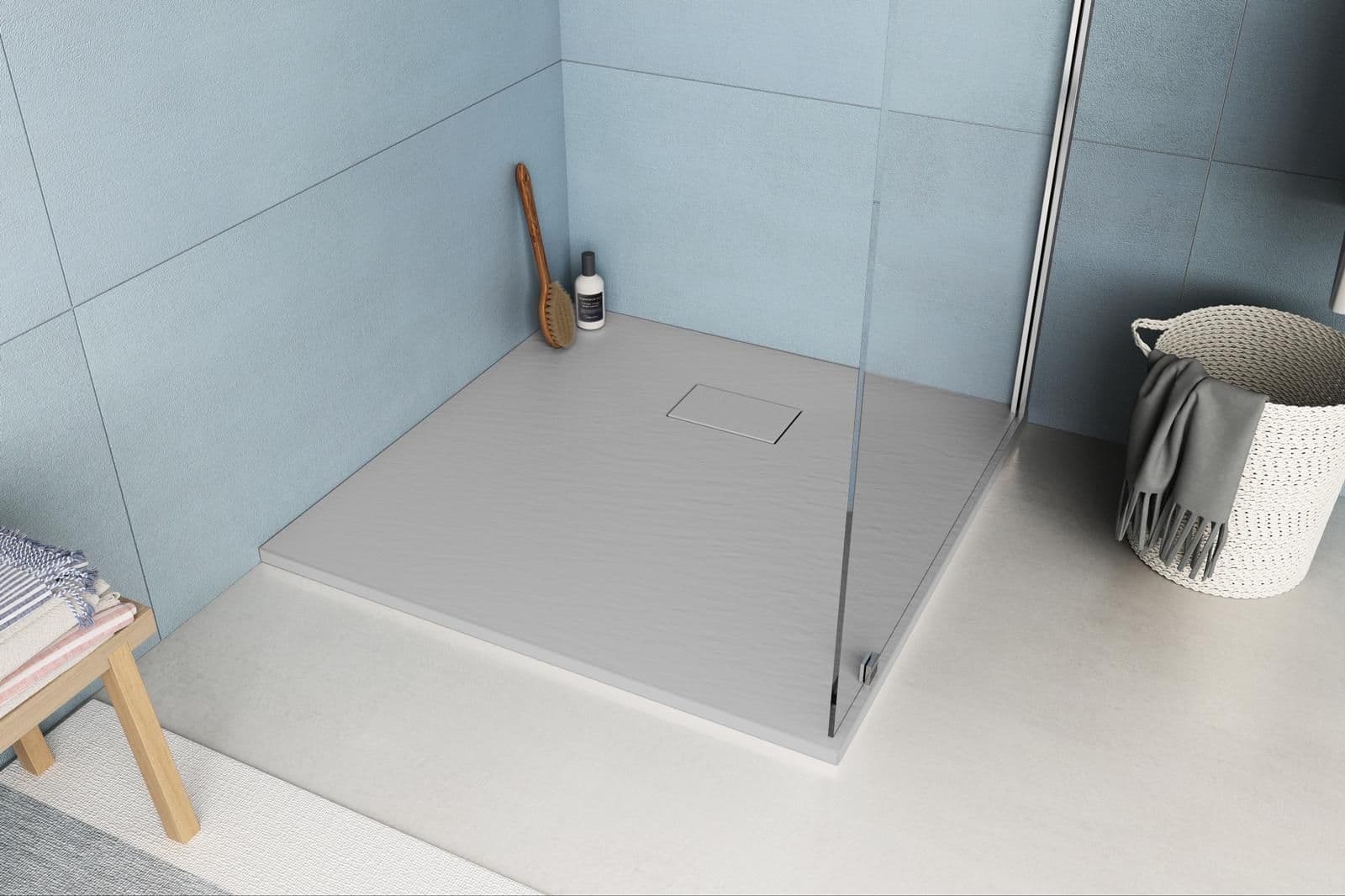 Piatto doccia 90x90 cm ultraslim riducibile grigio effetto pietra - Rok