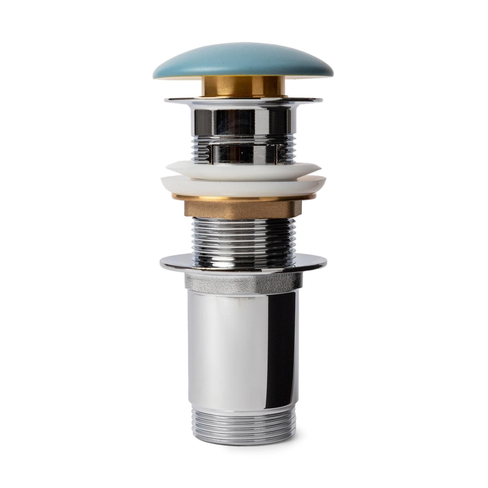 Piletta click-clack universale 11 h cm e tappo in ceramica azzurro polvere opaco