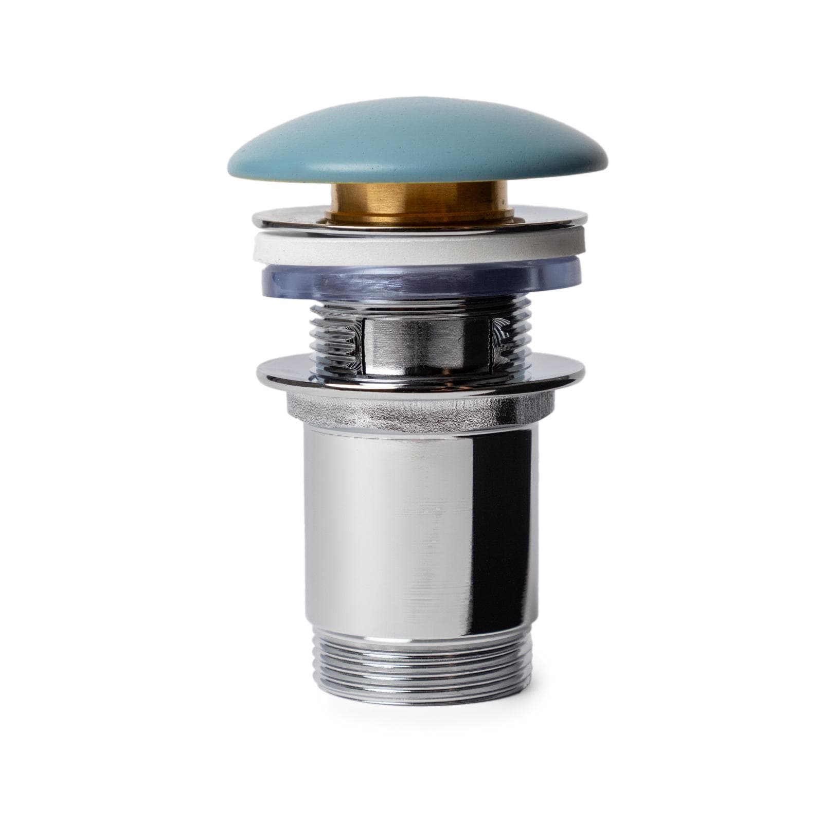 Piletta click-clack universale 8,5 h cm e tappo in ceramica azzurro polvere opaco