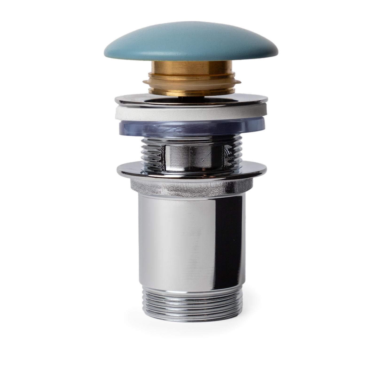 Piletta click-clack universale 8,5 h cm e tappo in ceramica azzurro polvere opaco