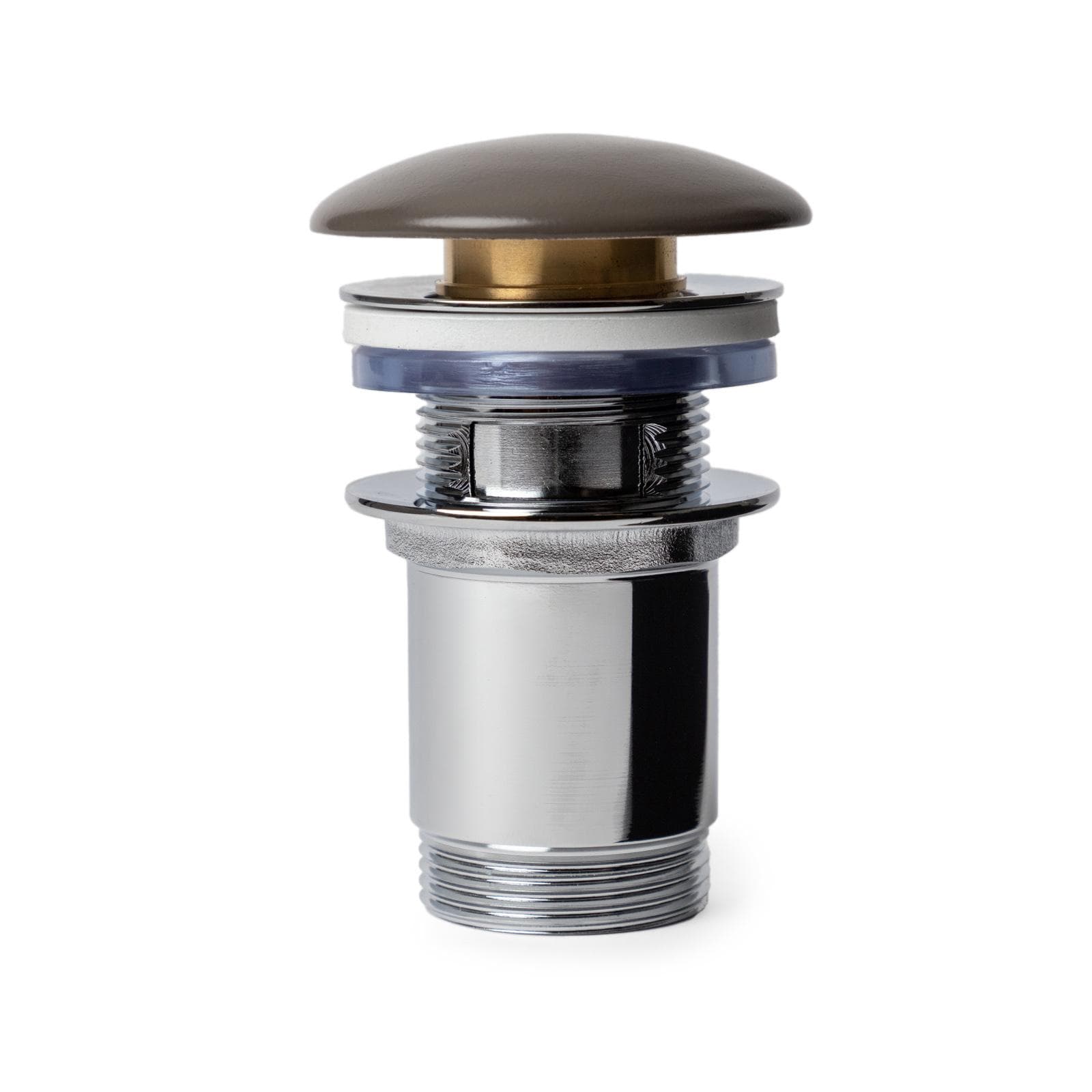 Piletta click-clack universale 8,5 h cm e tappo in ceramica tortora scuro opaco