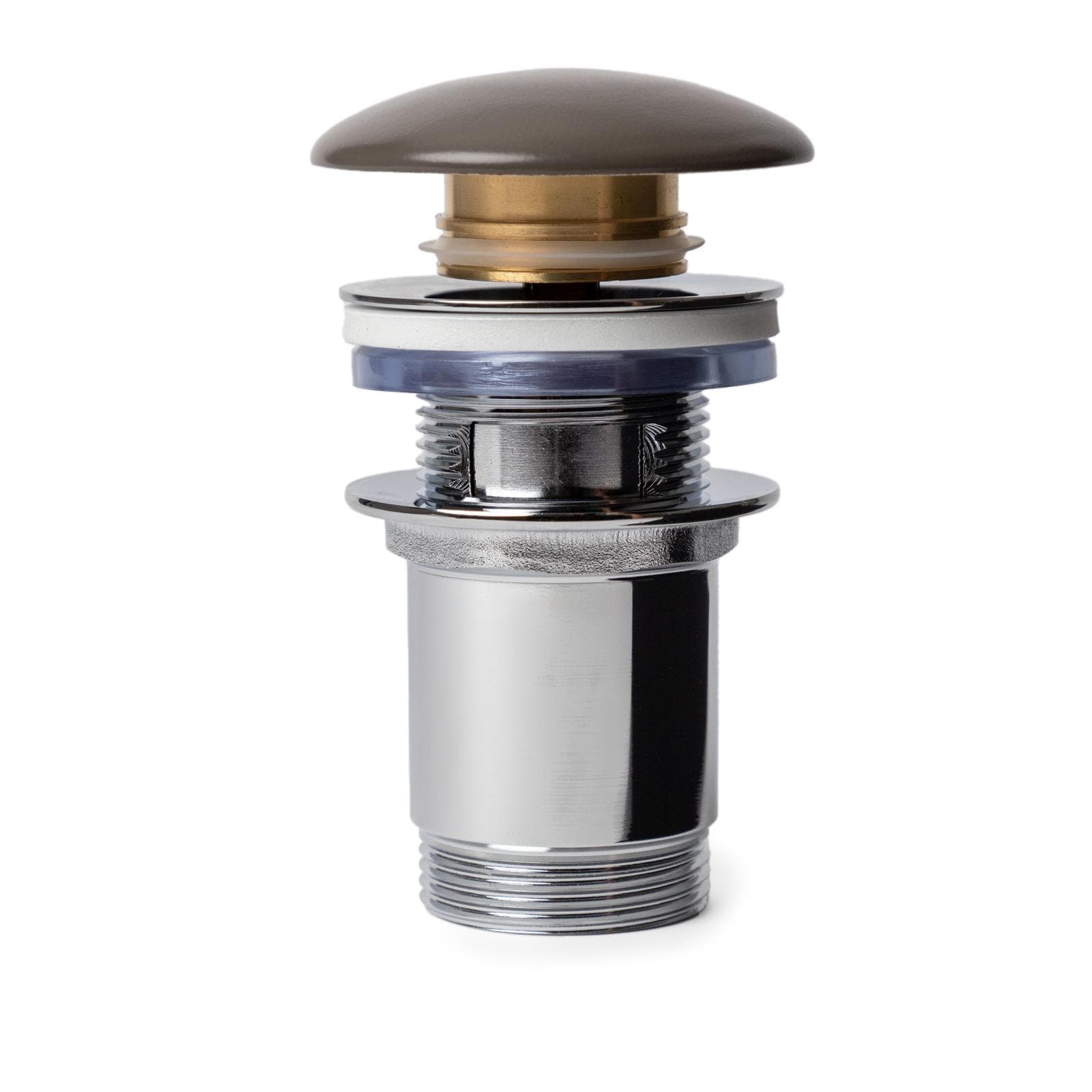 Piletta click-clack universale 8,5 h cm e tappo in ceramica tortora scuro opaco