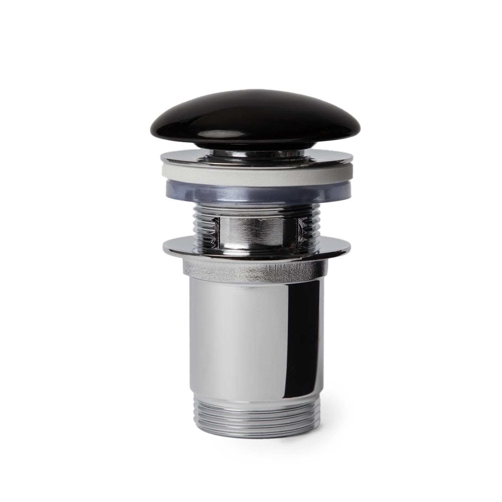 Piletta click-clack universale 8,5h cm con tappo in ceramica nero lucido