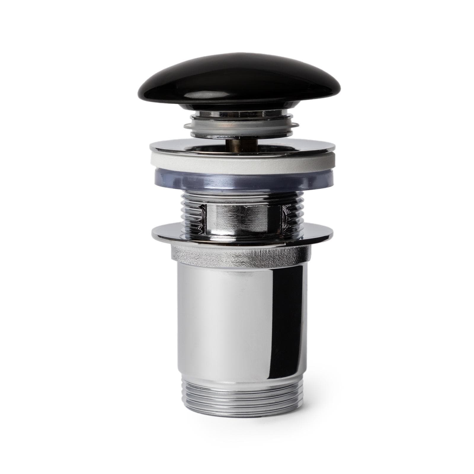 Piletta click-clack universale 8,5h cm con tappo in ceramica nero lucido