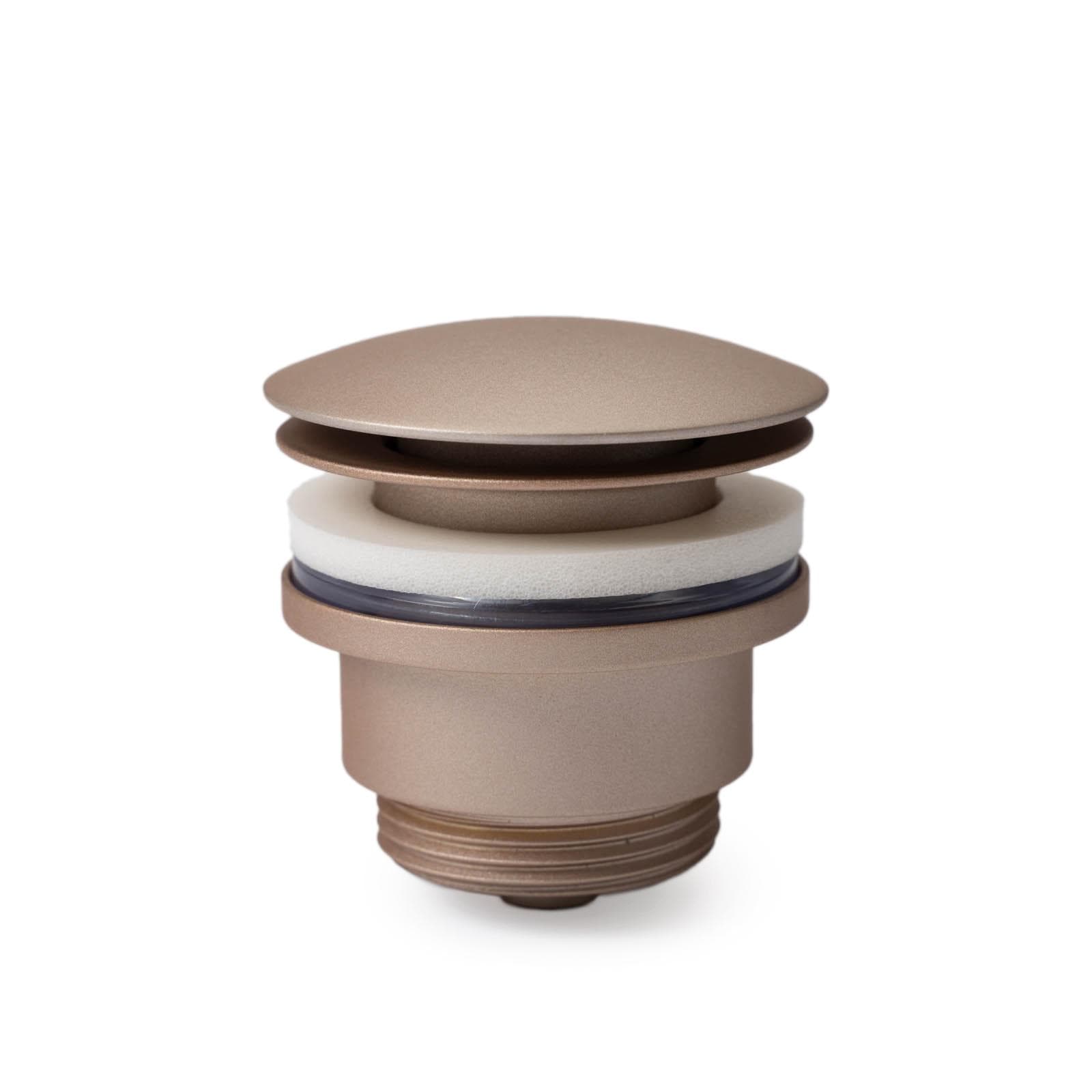 Piletta click-clack universale champagne per lavabo e bidet con vite di fissaggio
