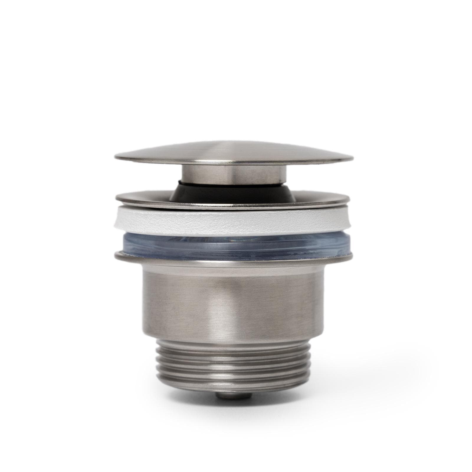 Piletta click - clack universale per lavabo e bidet con vite di fissaggio in acciaio inox 316 satinato