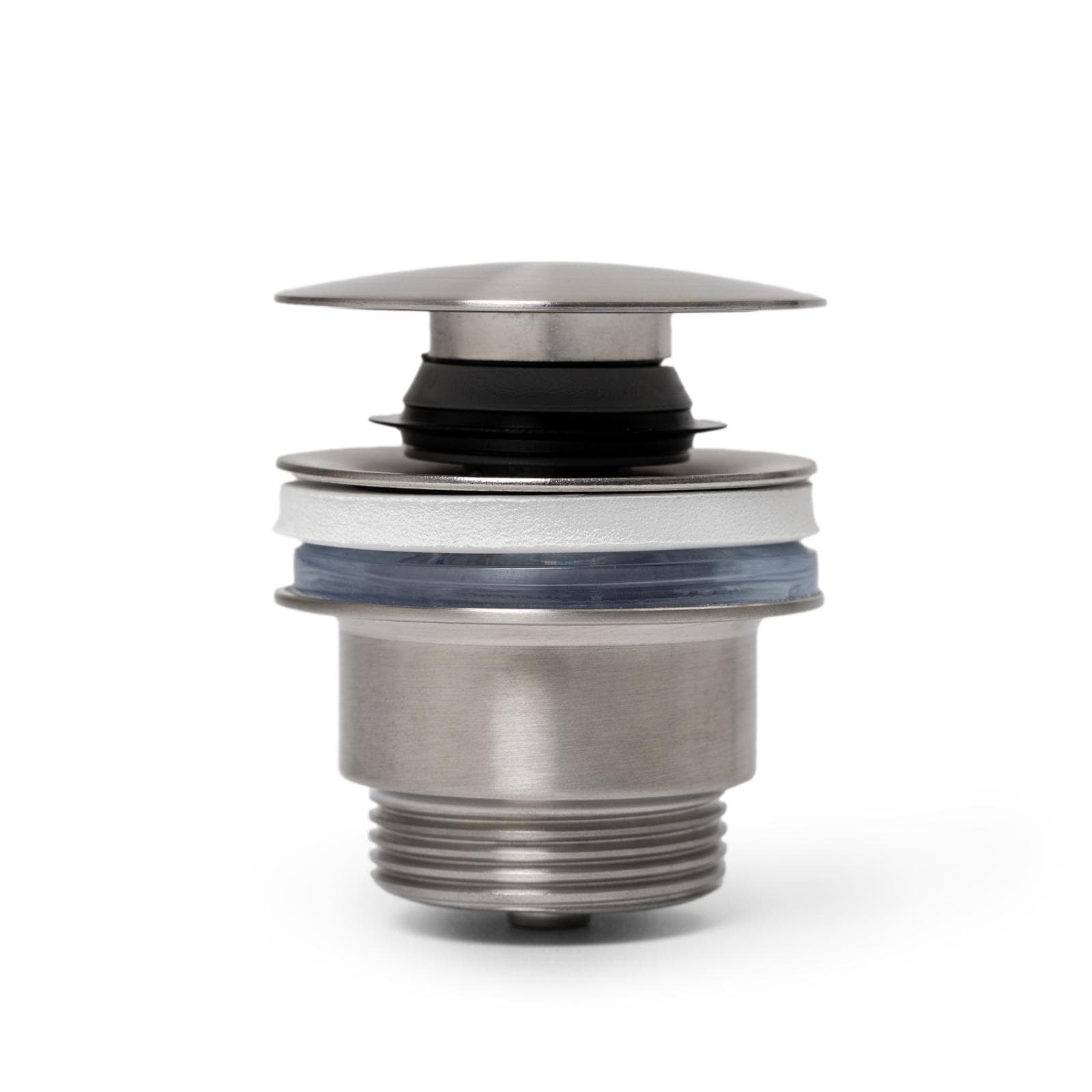 Piletta click - clack universale per lavabo e bidet con vite di fissaggio in acciaio inox 316 satinato