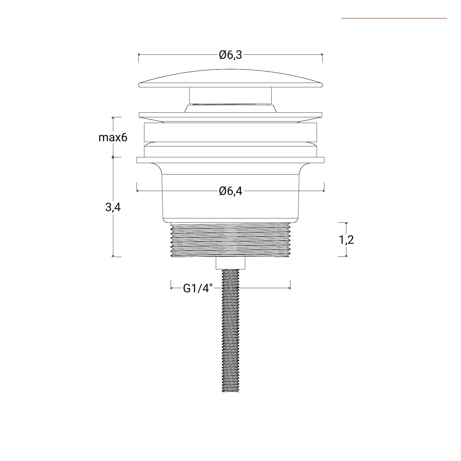 Piletta click - clack universale per lavabo e bidet con vite di fissaggio in acciaio inox 316 satinato