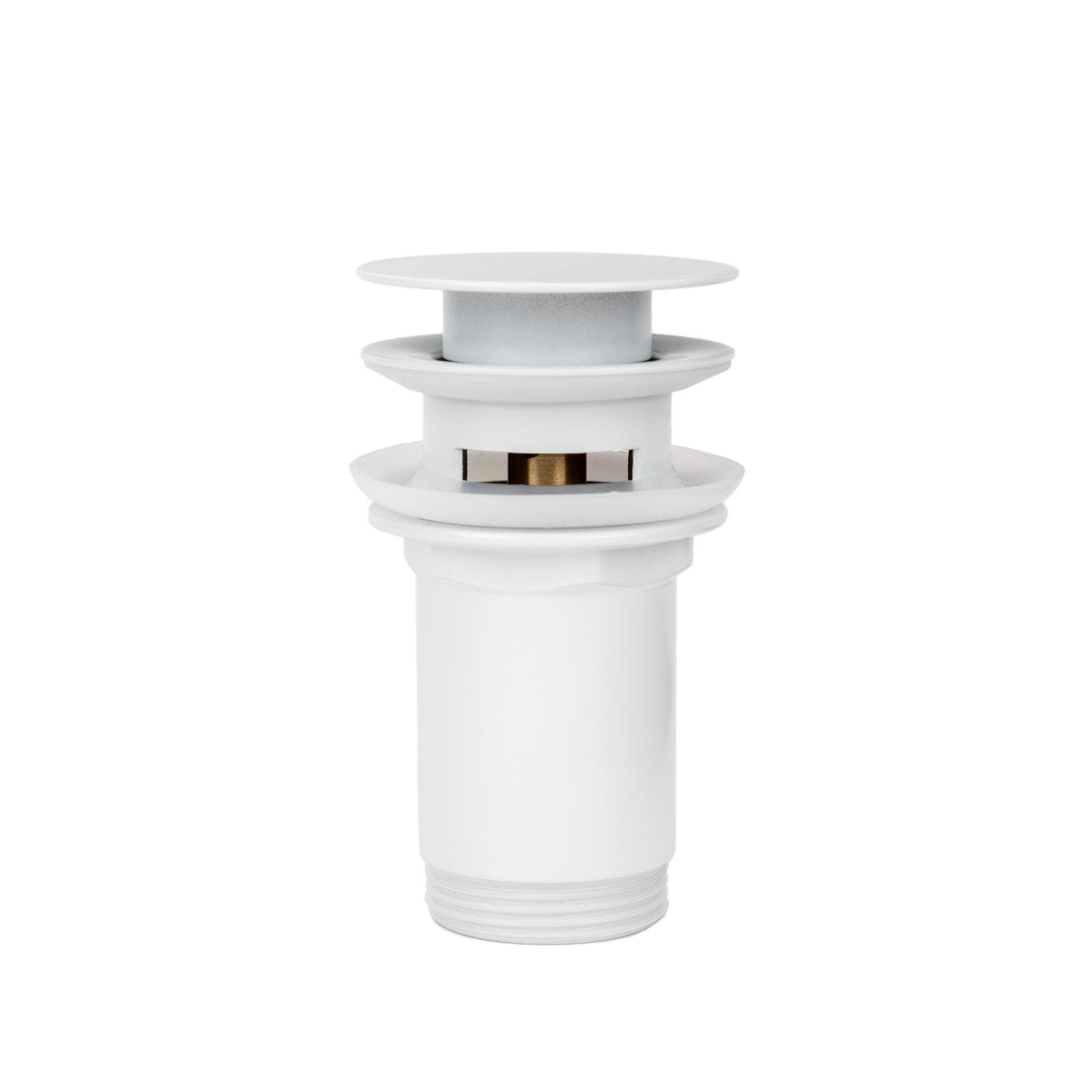 Piletta di scarico click-clack con troppo pieno con tappo slim bianco opaco
