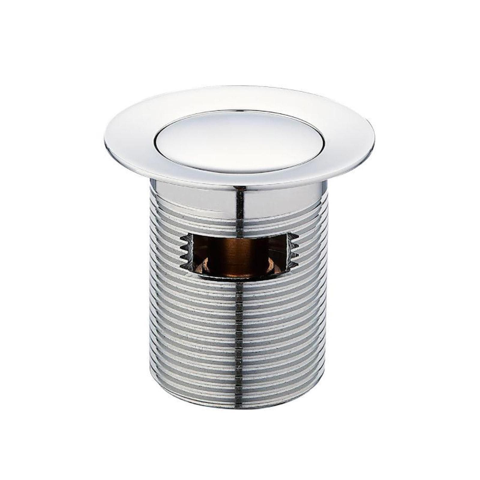 Piletta di scarico click-clack in ottone cromato con foro troppopieno tappo small