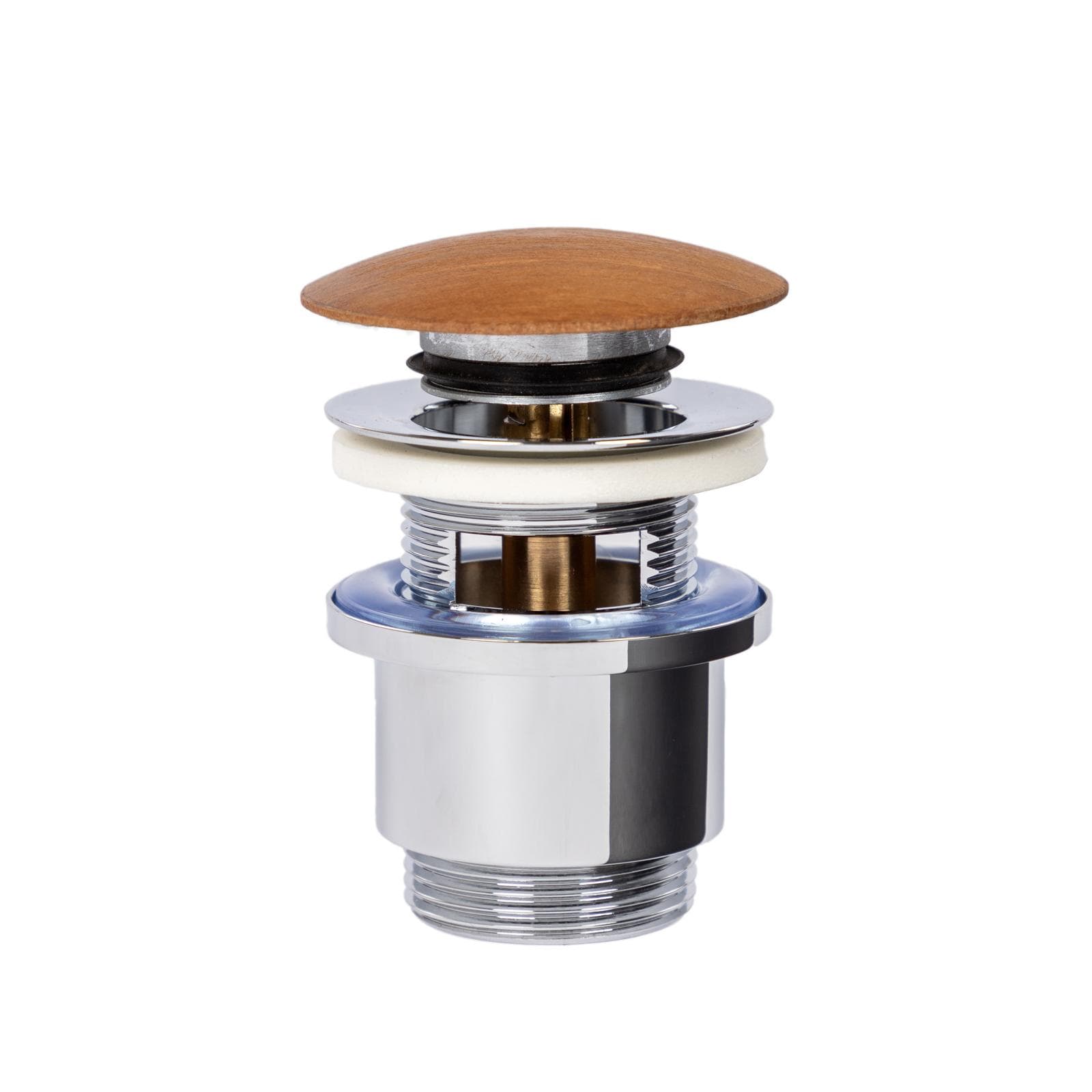 Piletta di scarico click-clack con tappo in teak