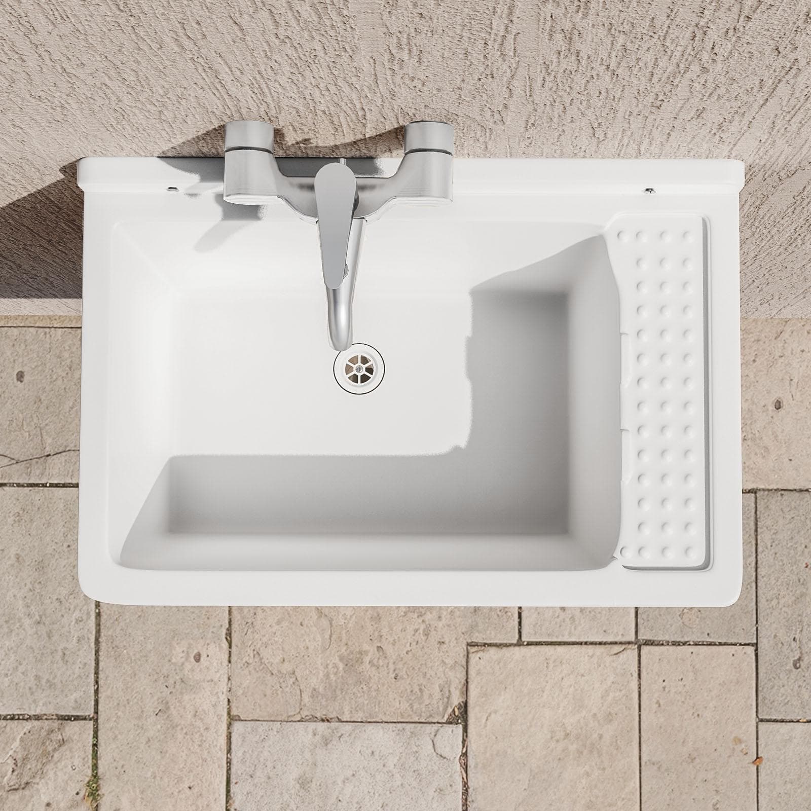 Pilozza da esterno 59x38 cm in polipropilene con kit d'installazione sifone e troppopieno