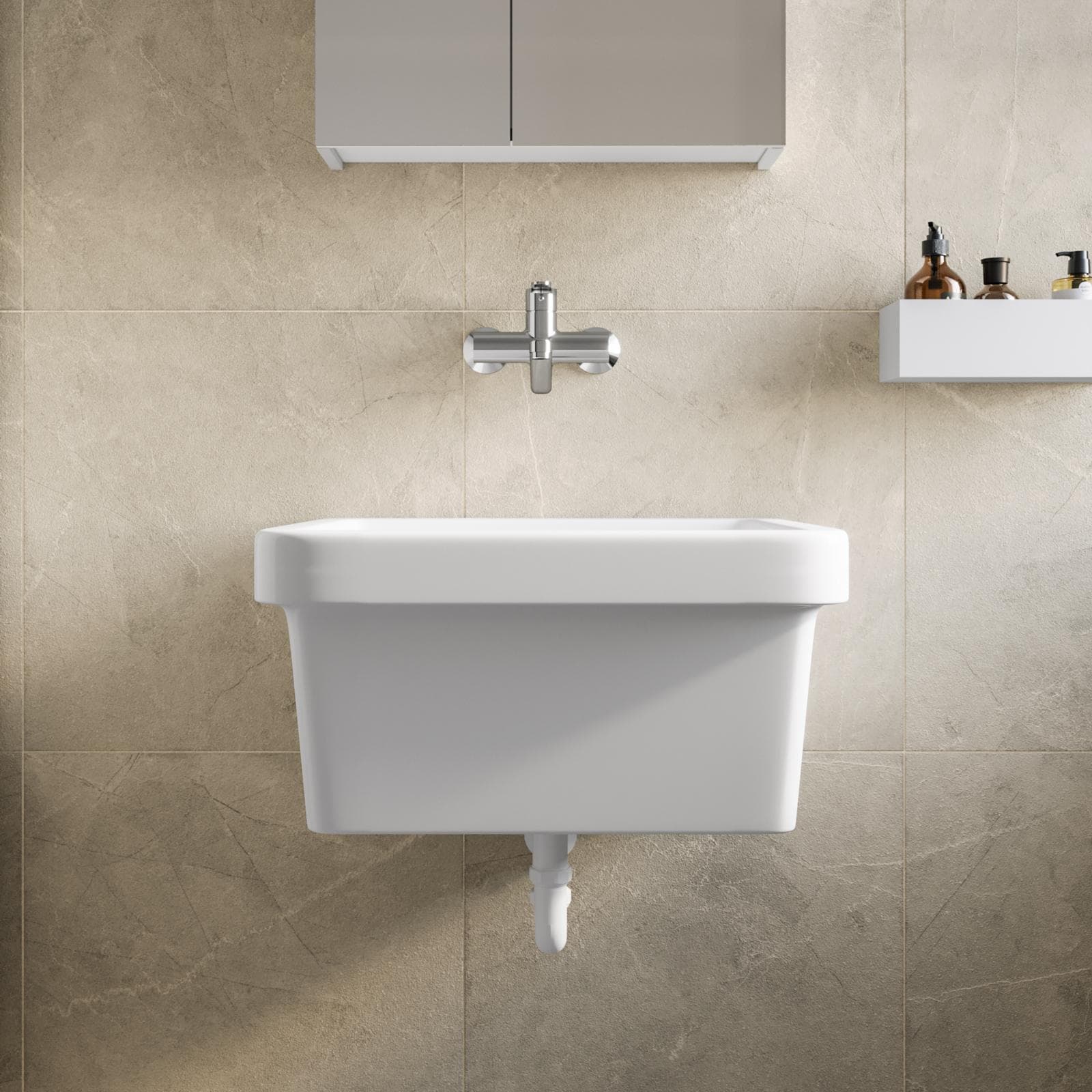 Pilozzo lavanderia 63x50 cm in ceramica bianco