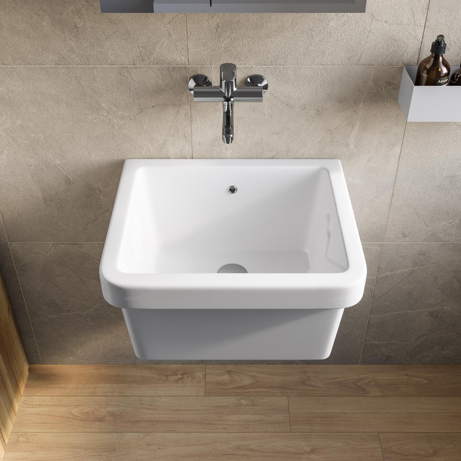 Pilozzo lavanderia 63x50 cm in ceramica bianco