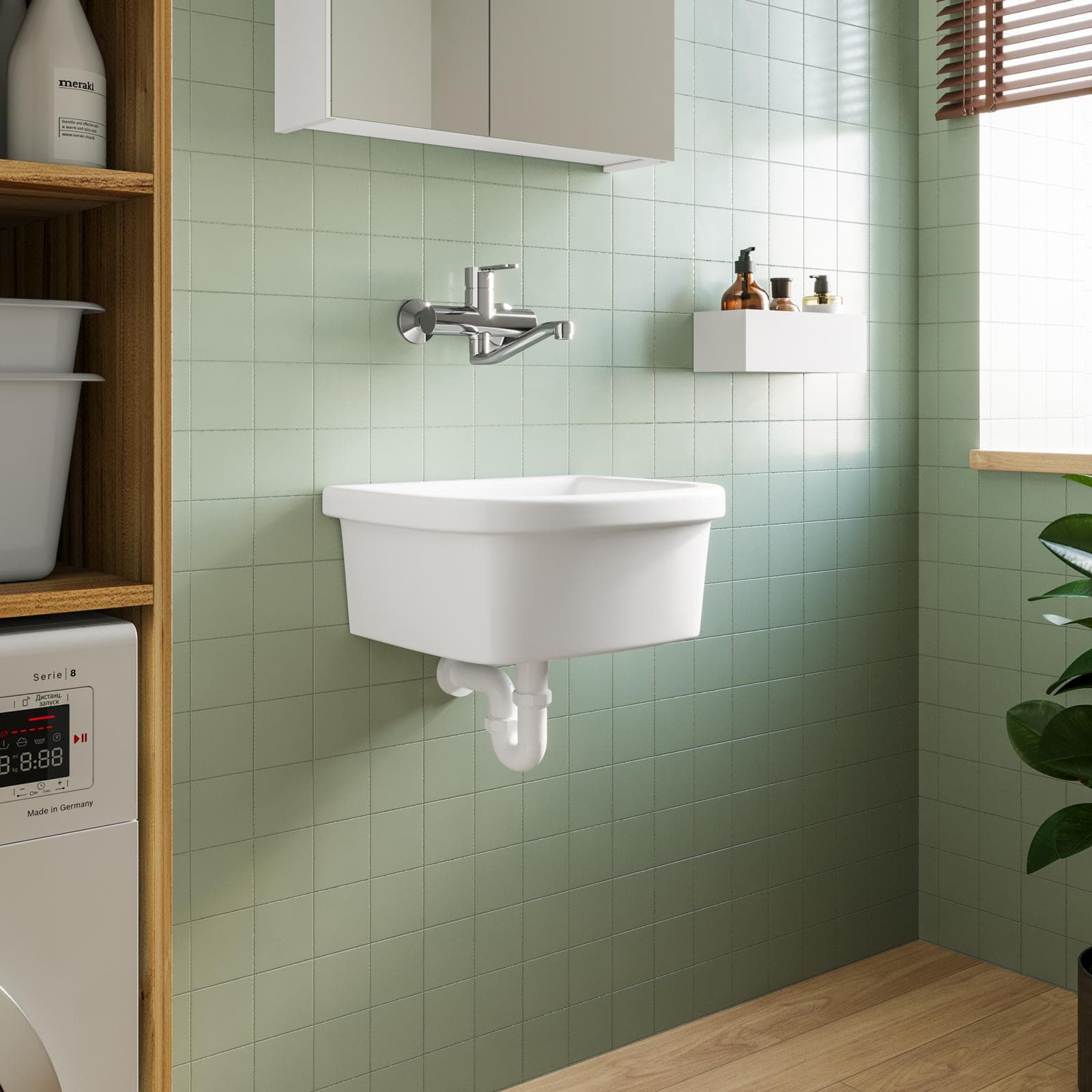 Pilozzo lavanderia sospeso 46,8 x 38,3 cm in ceramica bianco