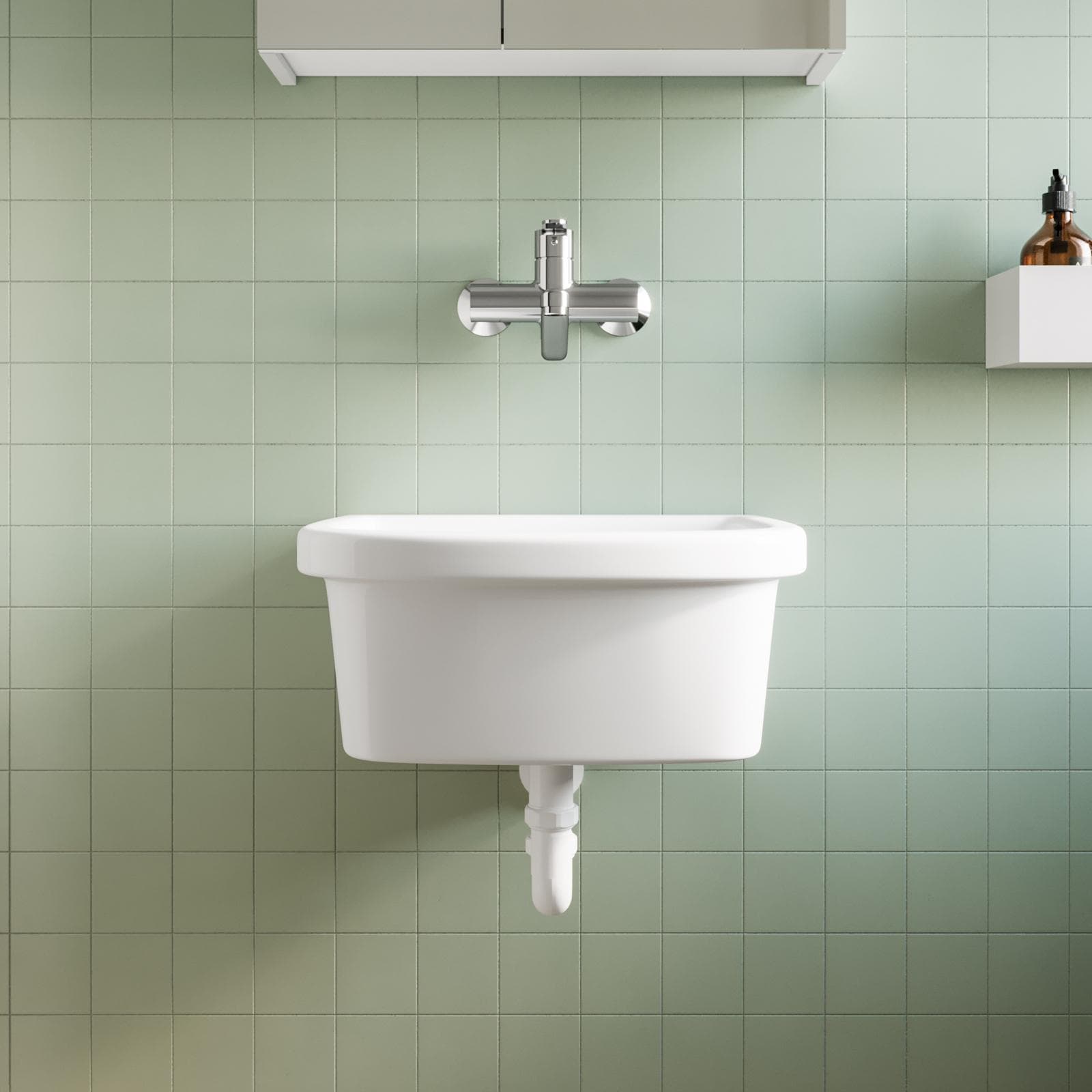 Pilozzo lavanderia sospeso 46,8 x 38,3 cm in ceramica bianco