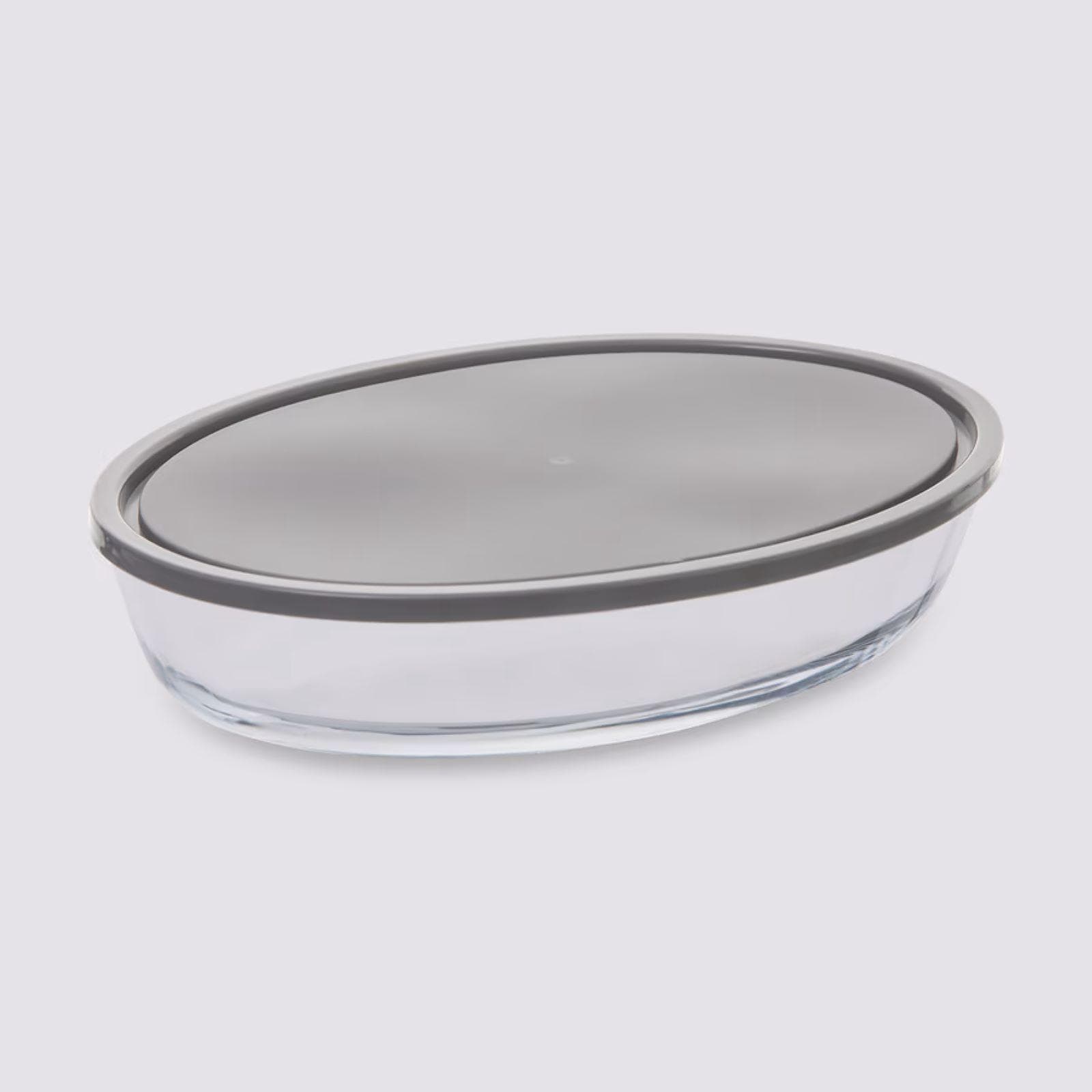 Pirofila da forno 30x21 cm in vetro borosilicato con coperchio grigio