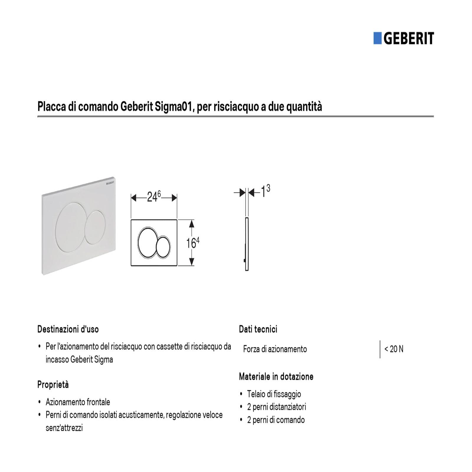 Placca di comando cromata per cassette di scarico Geberit Sigma 8 - Sigma01 Round