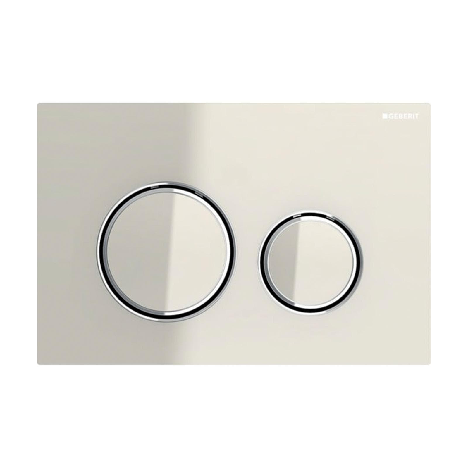 Placca di comando Geberit doppio tasto vetro grigio sabbia design cromo - Sigma50 round