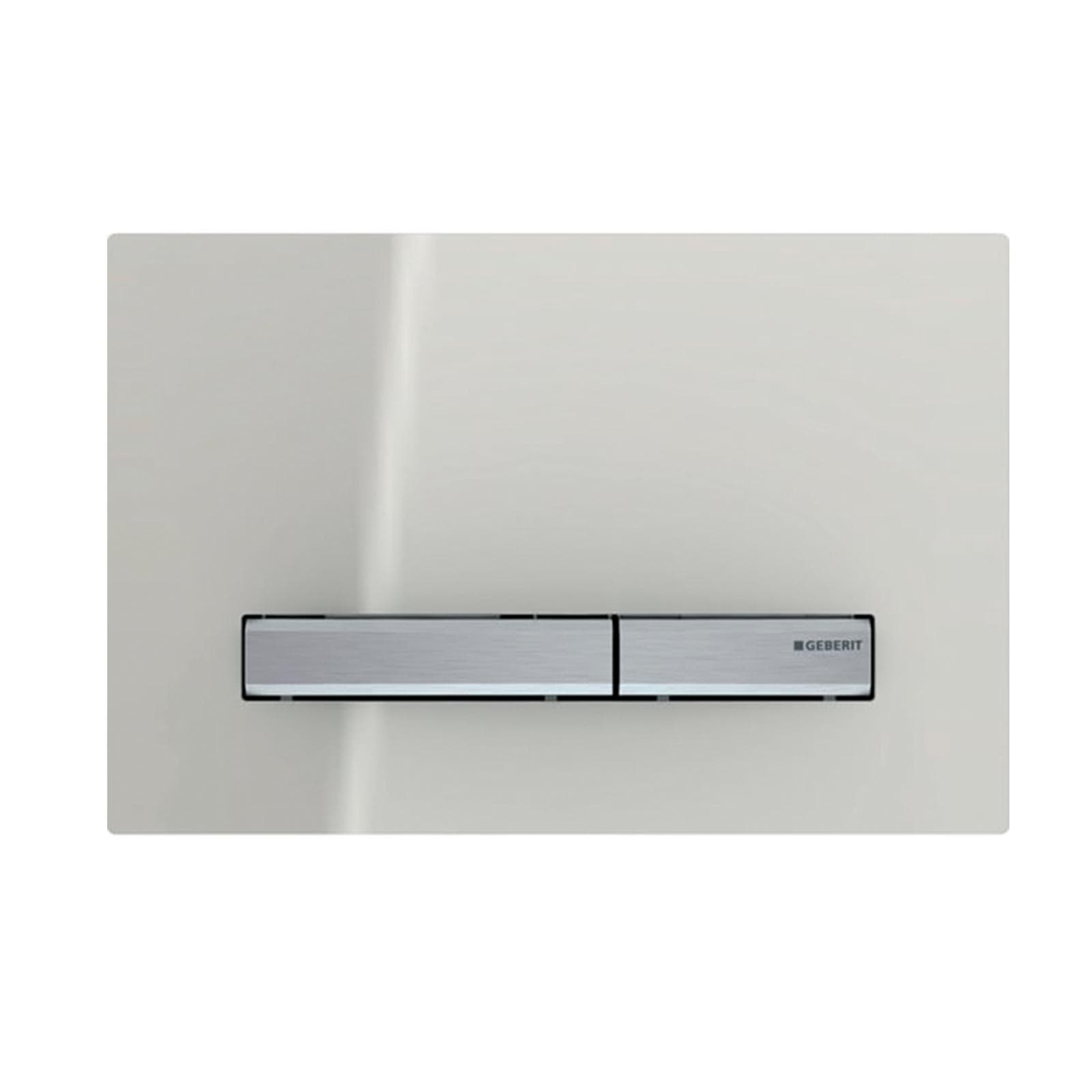 Placca di comando doppio tasto vetro grigio sabbia design cromo - Sigma50 square