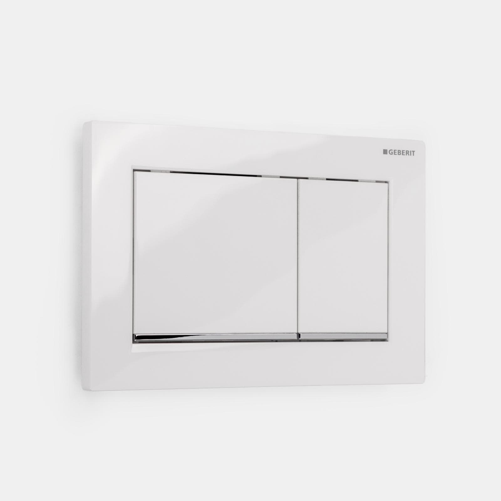 Placca di comando Geberit per risciacquo a due quantità bianco-cromo - Omega20 square